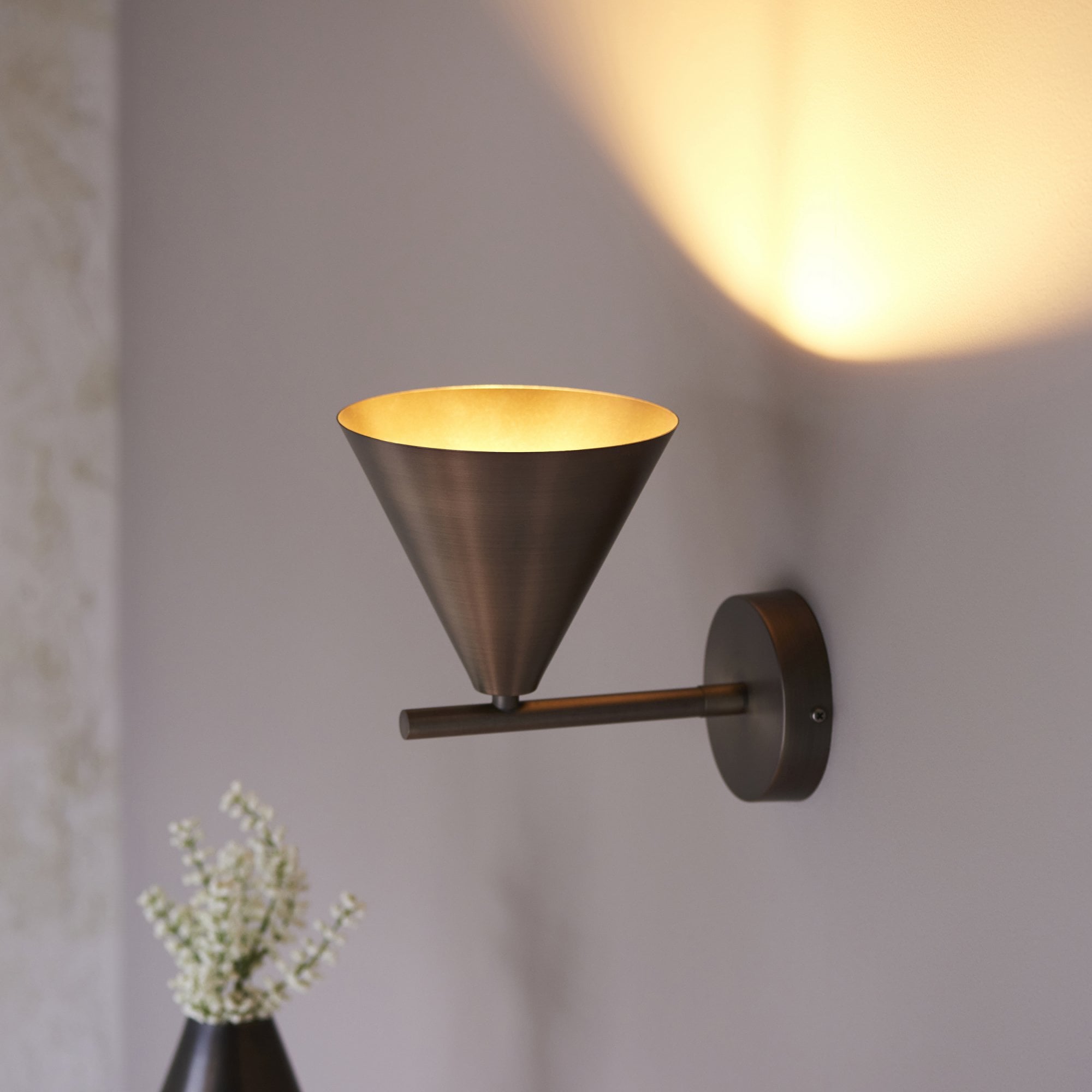 Endon Cape 1 Light Wall Light - Brushed Antique Bronze