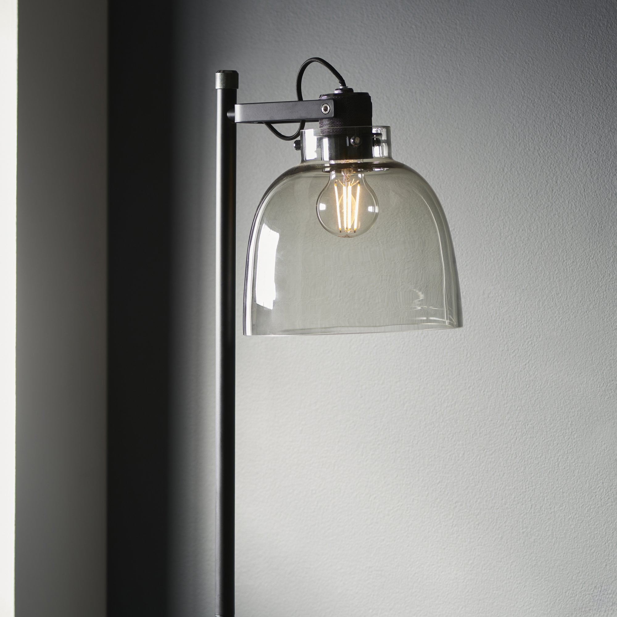 Utopia Pitch 1 Light Floor Lamp - Black Chrome & Tinted Glass