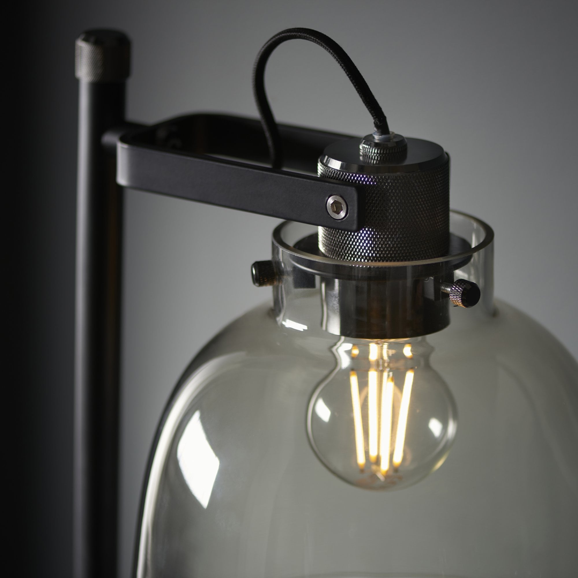 Utopia Pitch 1 Light Floor Lamp - Black Chrome & Tinted Glass