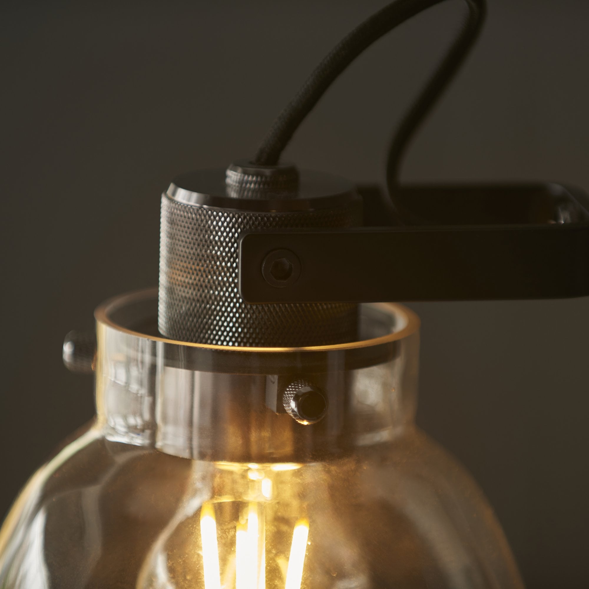 Utopia Pitch 1 Light Table Lamp - Black Chrome & Tinted Glass