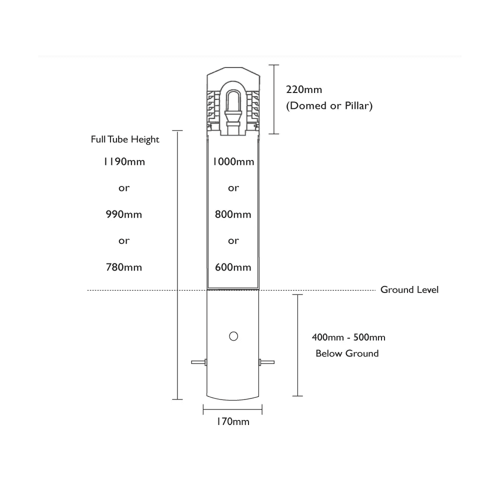 Lumena Lighthouse Flat Bollard Light - Black - Mains