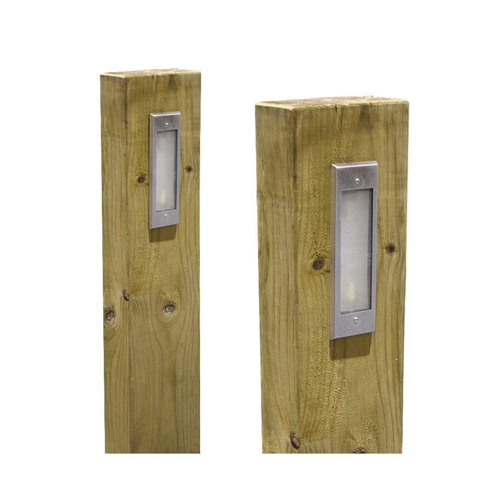 Lumena Radiata Sleeper Timber Bollard Light - Aged Silver - Mains