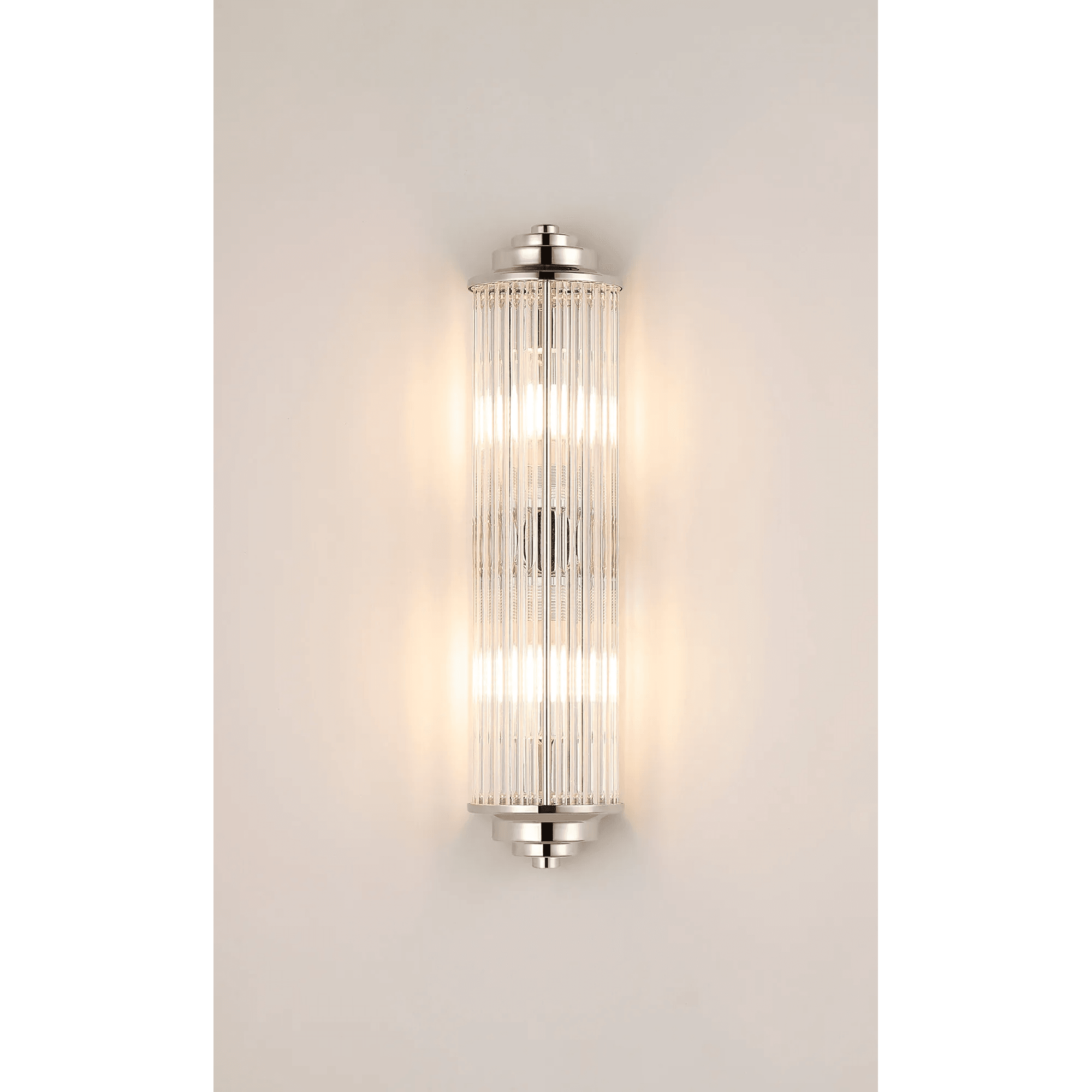 Fabula Wedgewood 2 Light Glass Rod Wall Light G9 IP44 - Polished Nickel