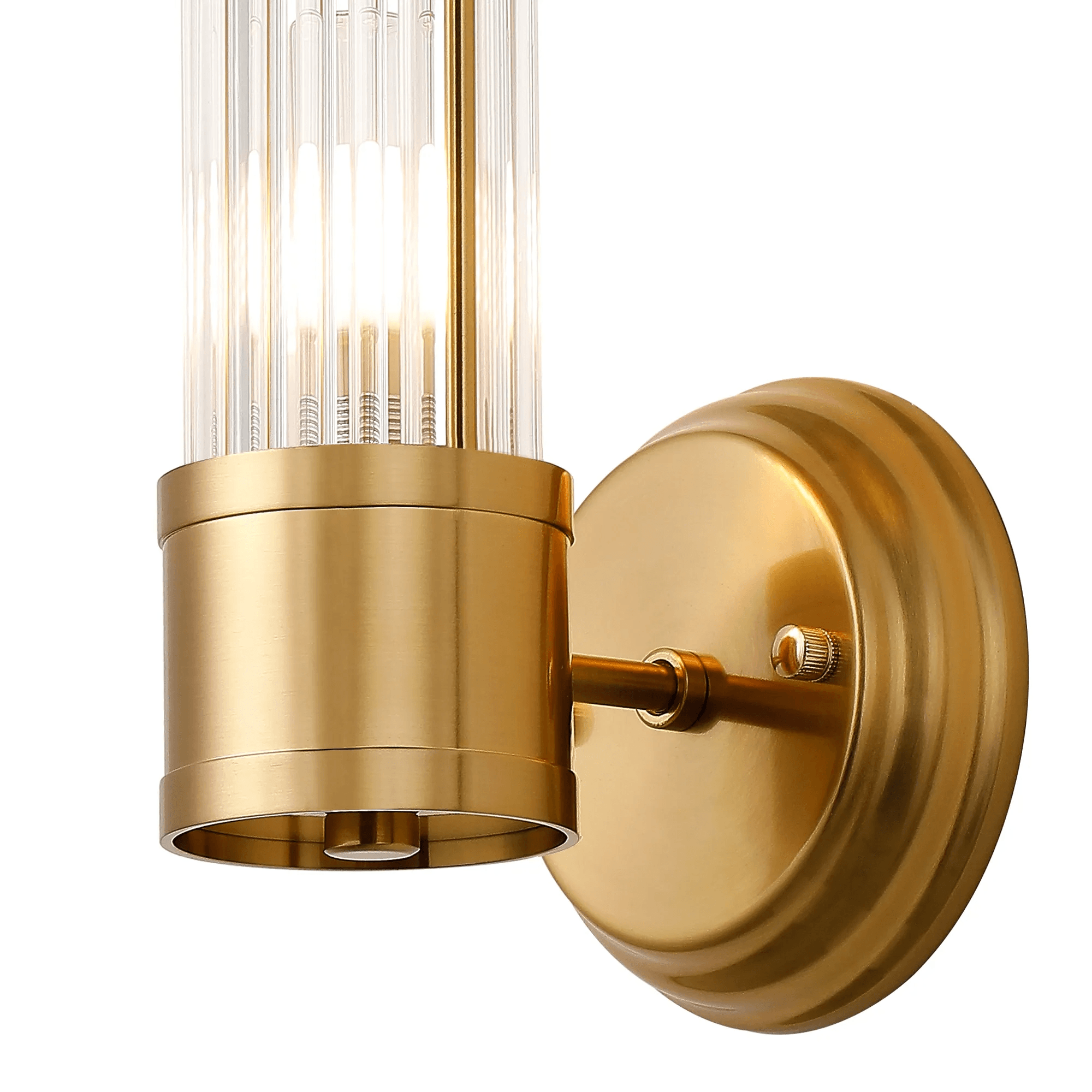 Fabula Wedgewood 1 Light Glass Rod Wall Bracket IP44 - Gold & Clear Glass
