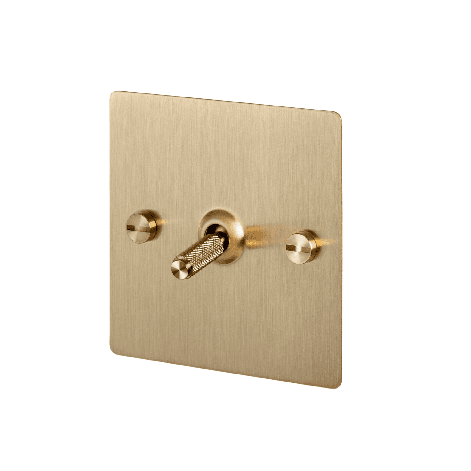 Buster + Punch 1G Toggle Light Switch - Brass Back Plate & Cross Knurl Pattern