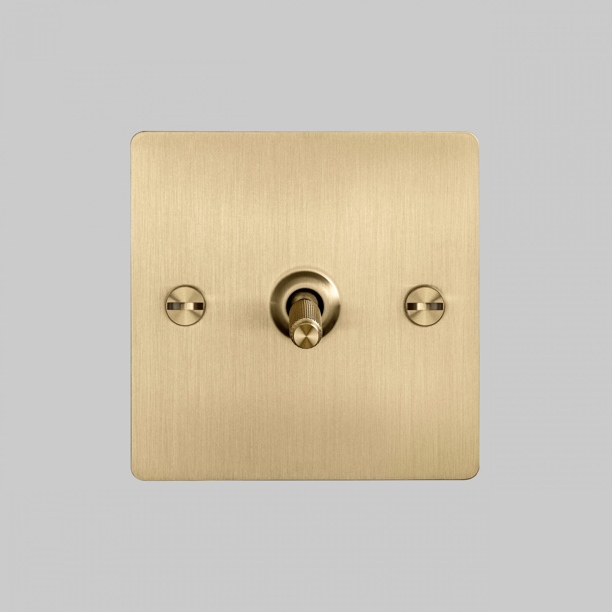 Buster + Punch 1G Toggle Light Switch - Brass Back Plate & Cross Knurl Pattern