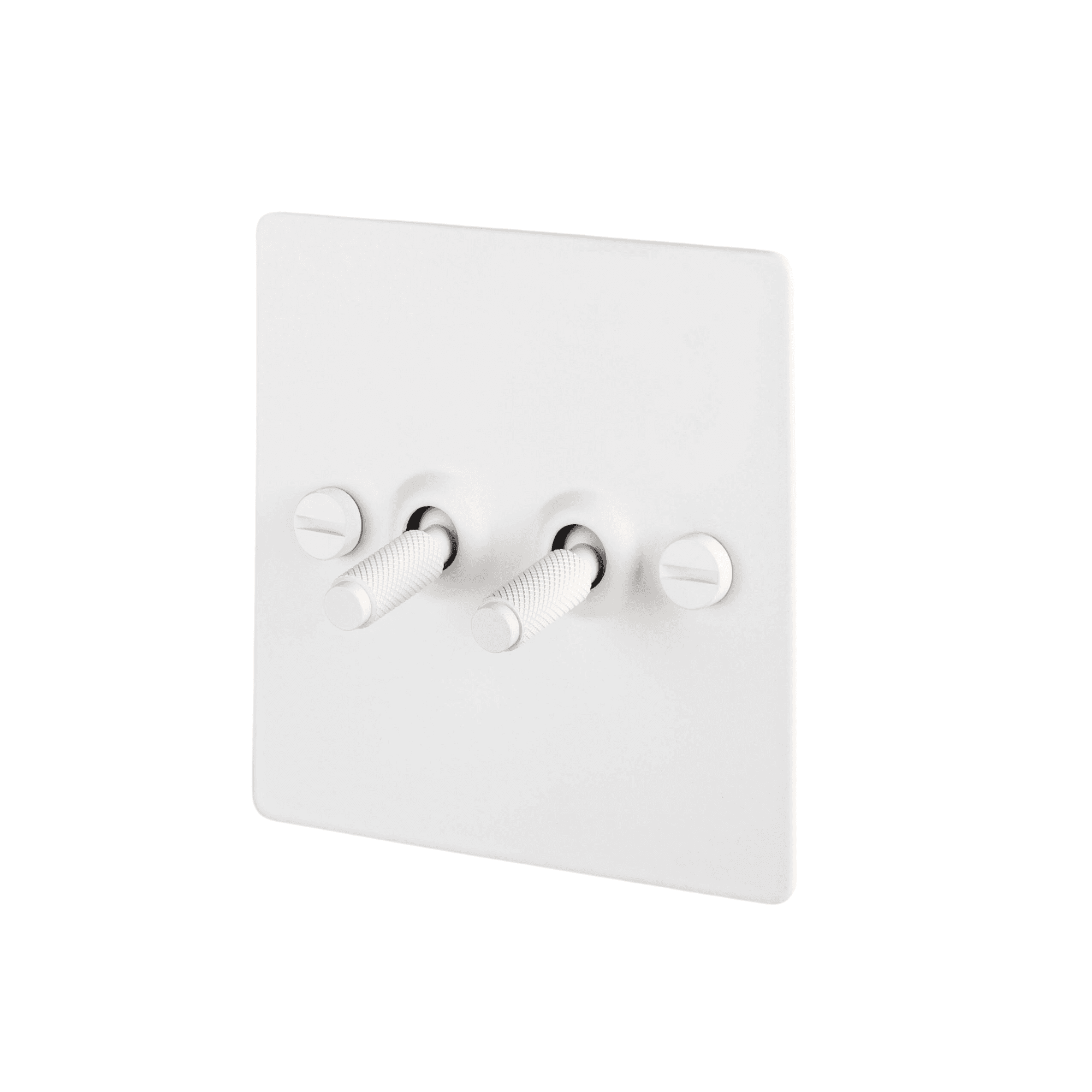 Buster + Punch 2G Toggle Light Switch - White Back Plate & Cross Knurl Pattern