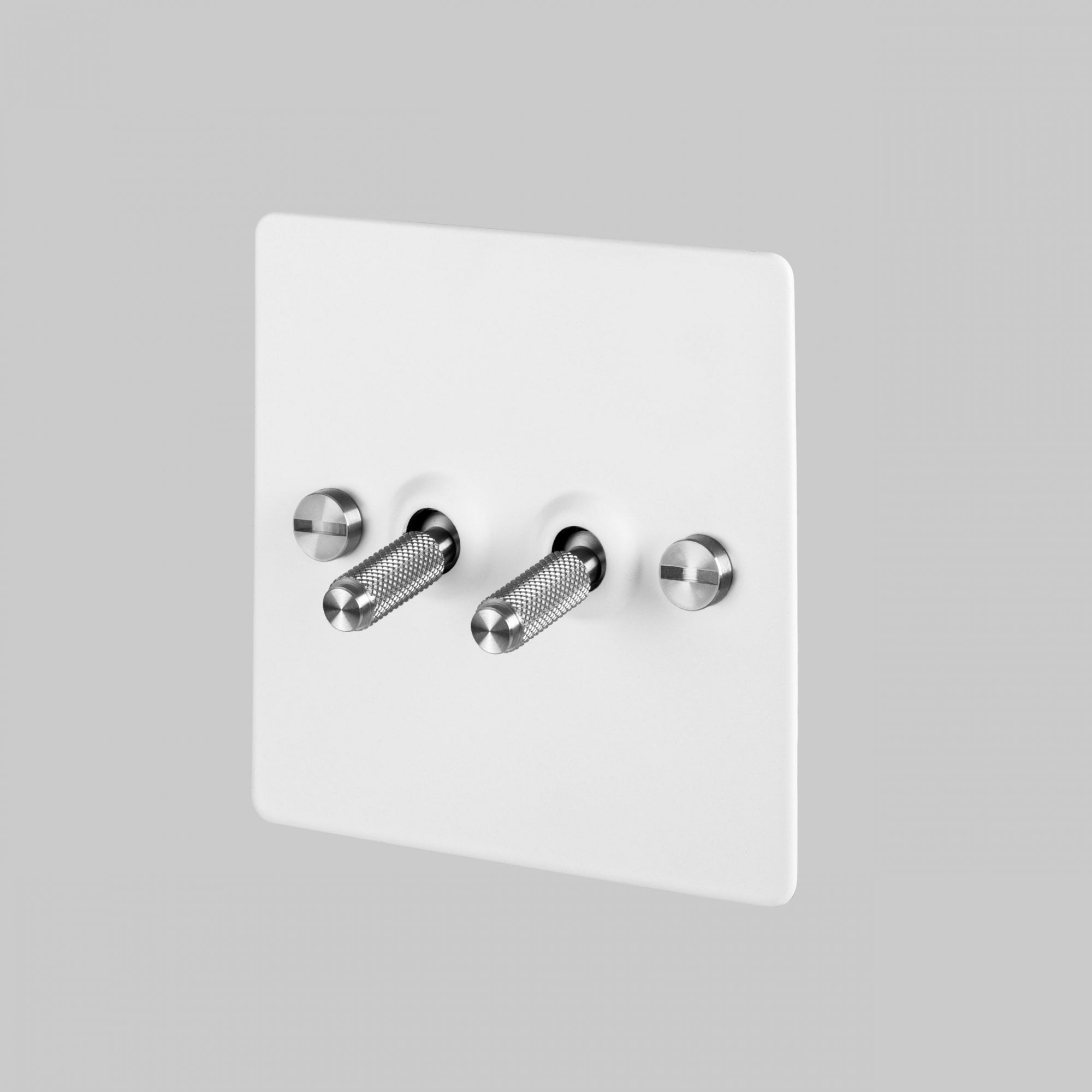 Buster + Punch 2G Toggle Light Switch - White Back Plate & Cross Knurl Pattern
