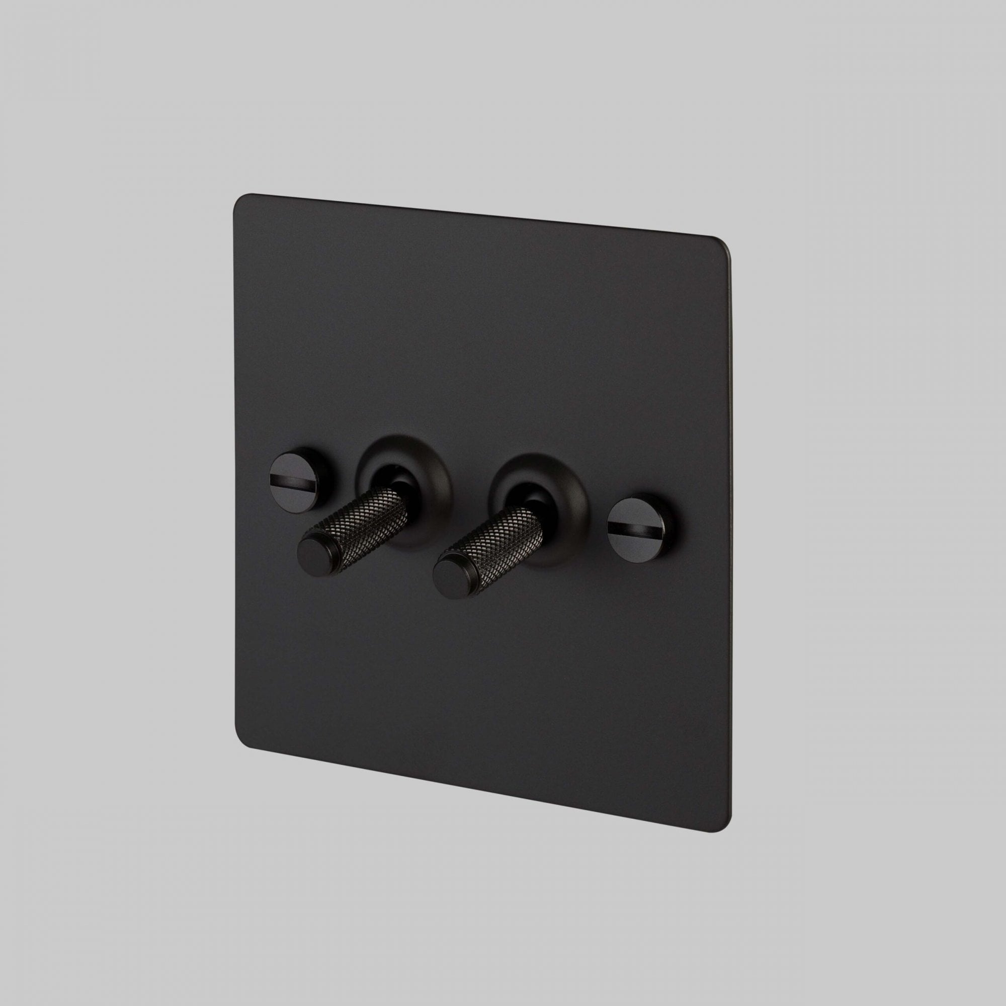Buster + Punch 2G Toggle Light Switch - Black Back Plate & Cross Knurl Pattern