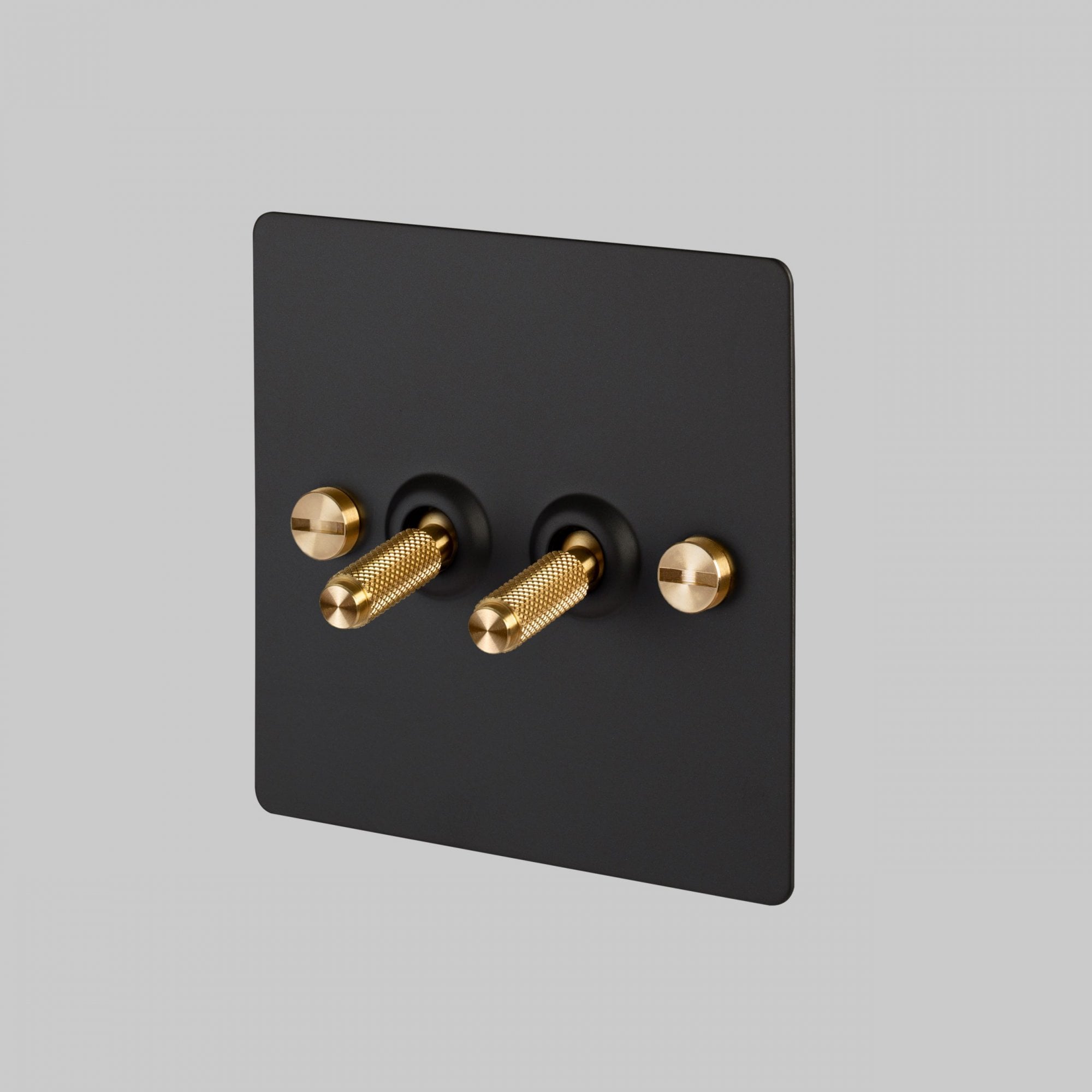 Buster + Punch 2G Toggle Light Switch - Black Back Plate & Cross Knurl Pattern