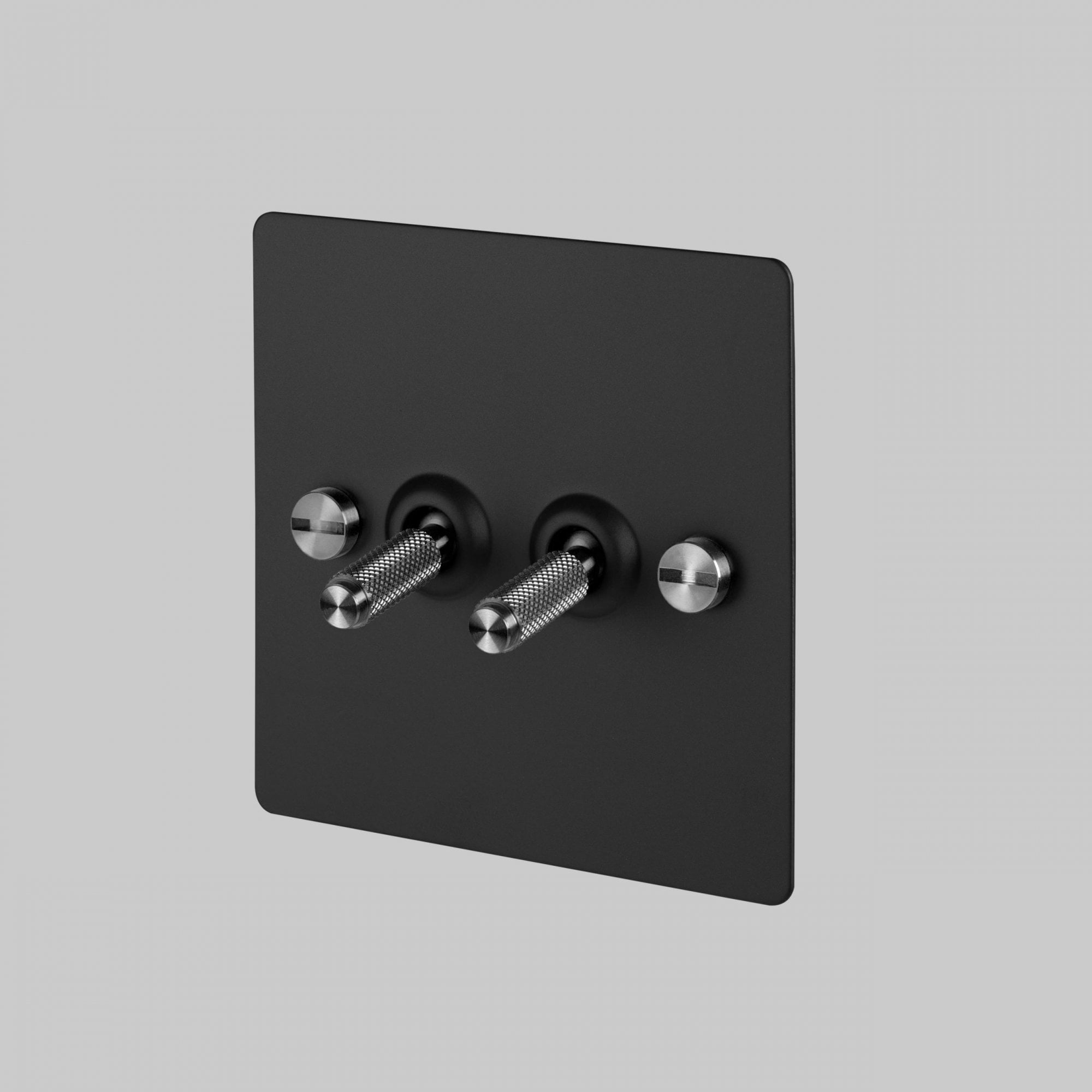 Buster + Punch 2G Toggle Light Switch - Black Back Plate & Cross Knurl Pattern