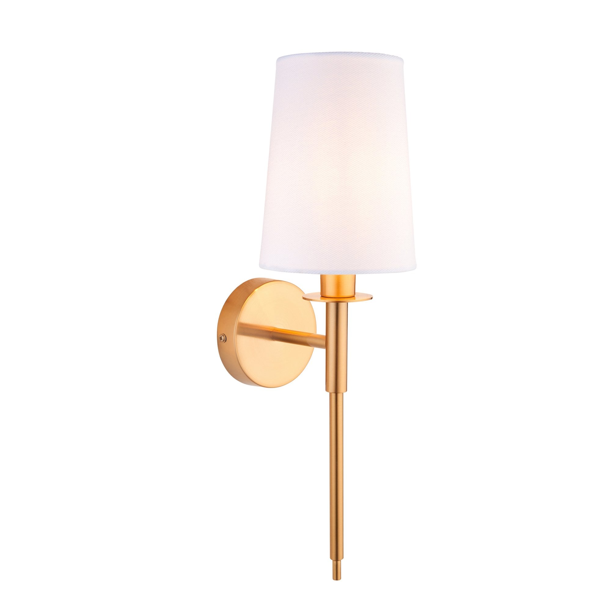 Utopia Elegant Single Wall Light  - Vintage Brass & White Fabric Shade