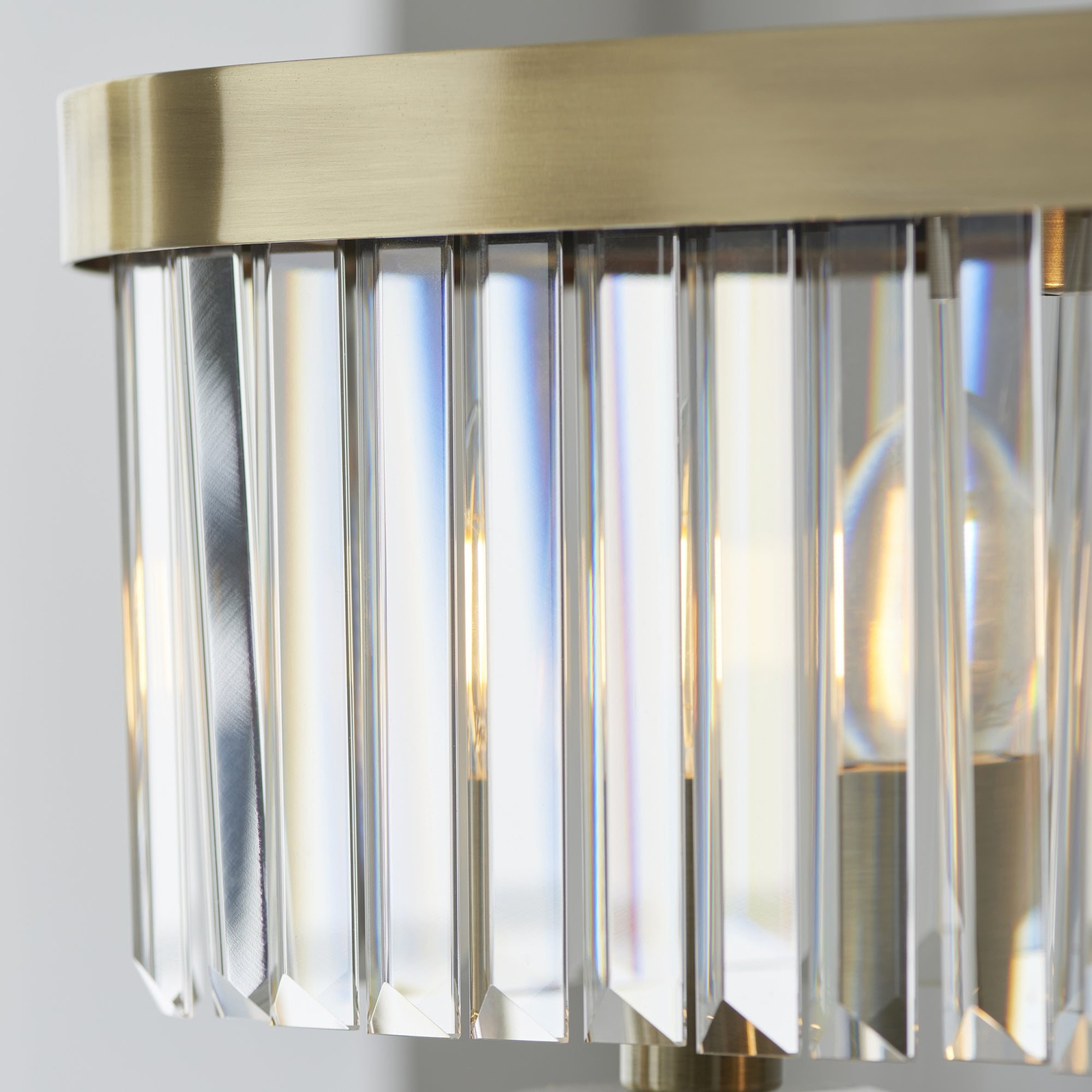 Utopia Martini 4 Light Linear Ceiling Pendant - Antique Brass & Clear Cut Glass