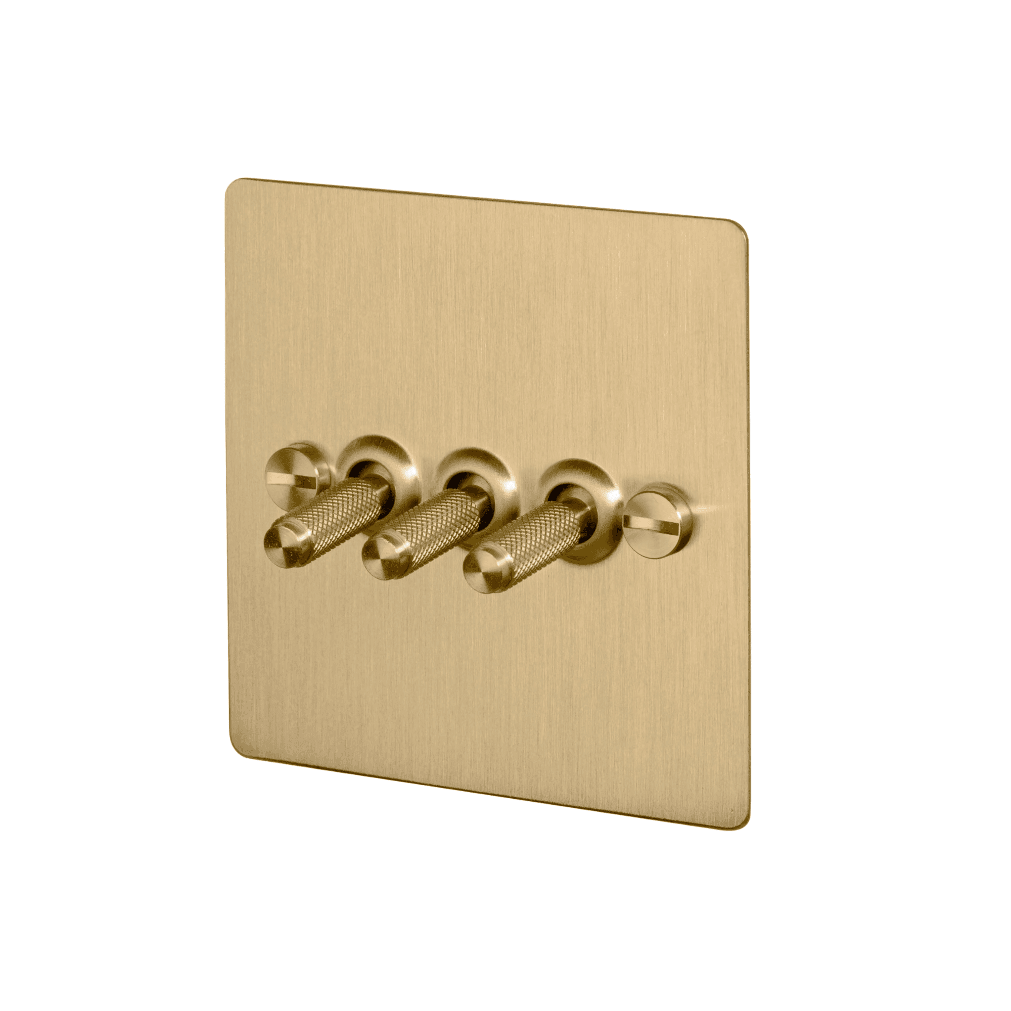 Buster + Punch 3G Toggle Light Switch - Brass Back Plate & Brass Cross Knurl Pattern