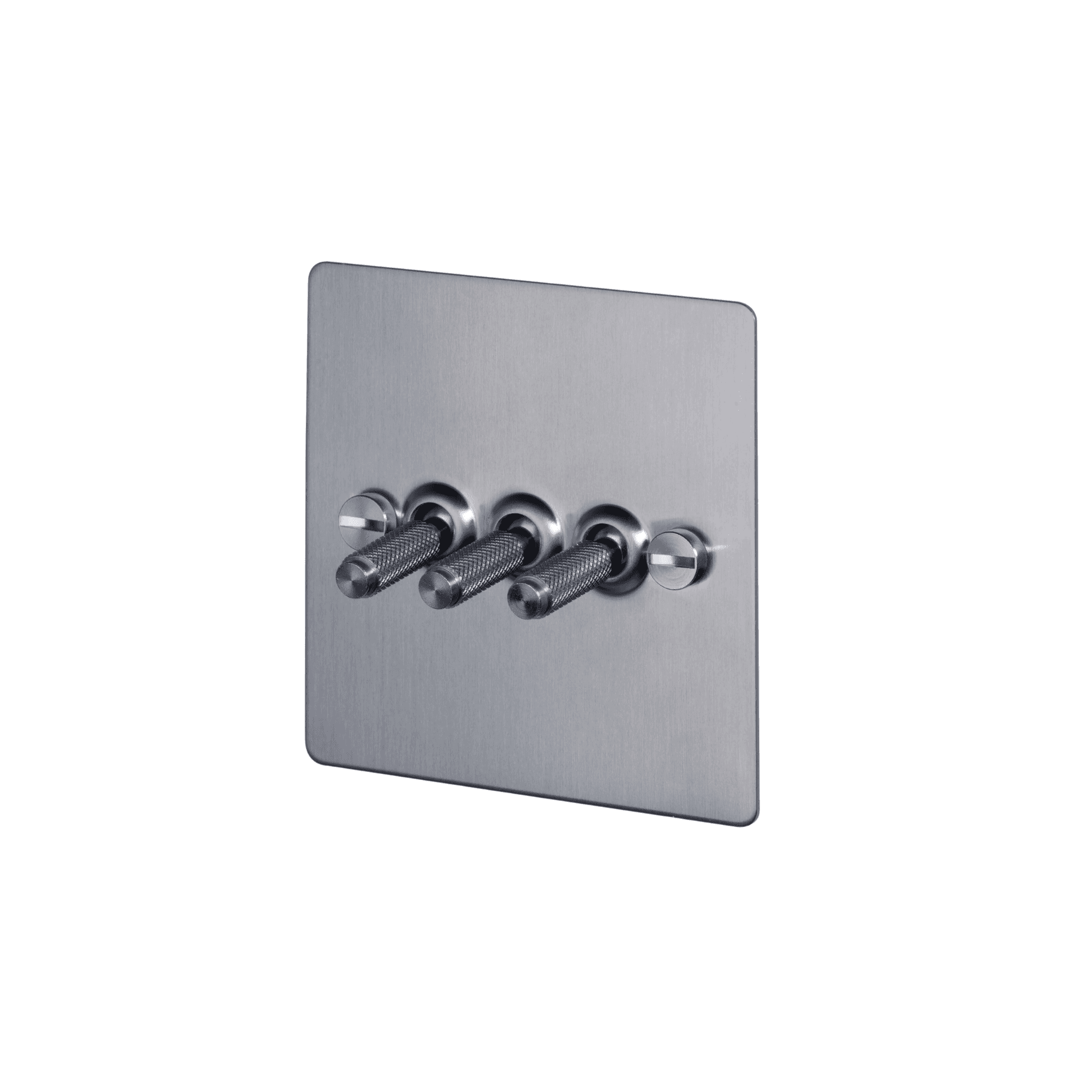 Buster + Punch 3G Toggle Light Switch - Steel Back Plate & Brass Cross Knurl Pattern