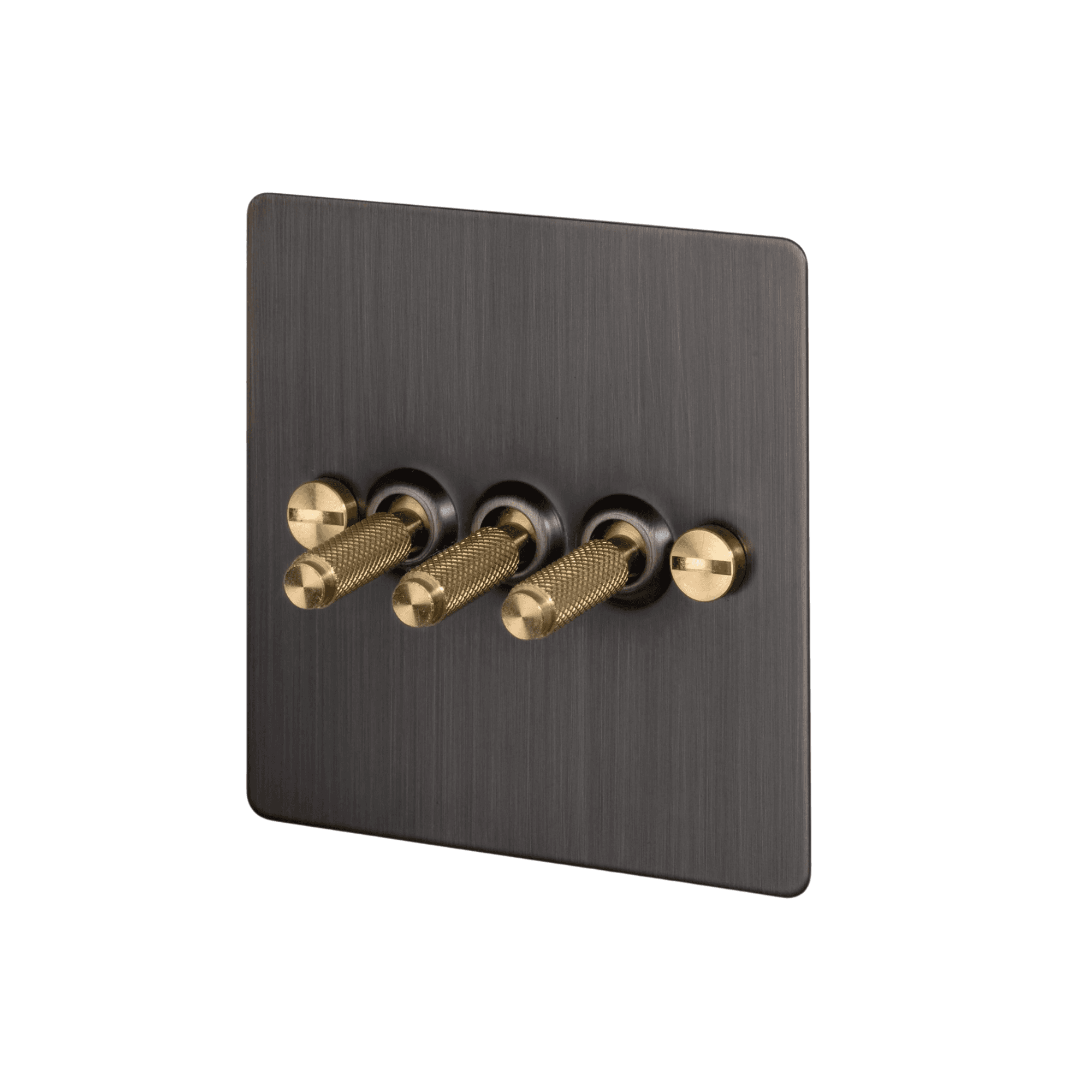 Buster + Punch 3G Toggle Light Switch - Smoked Bronze Back Plate & Cross Knurl Pattern