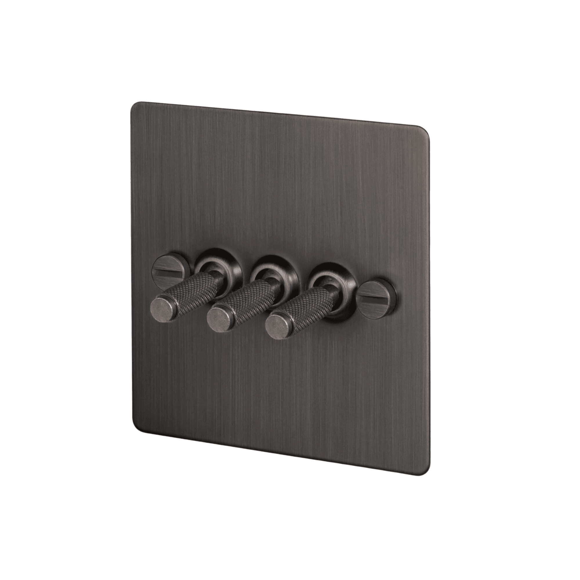 Buster + Punch 3G Toggle Light Switch - Smoked Bronze Back Plate & Cross Knurl Pattern
