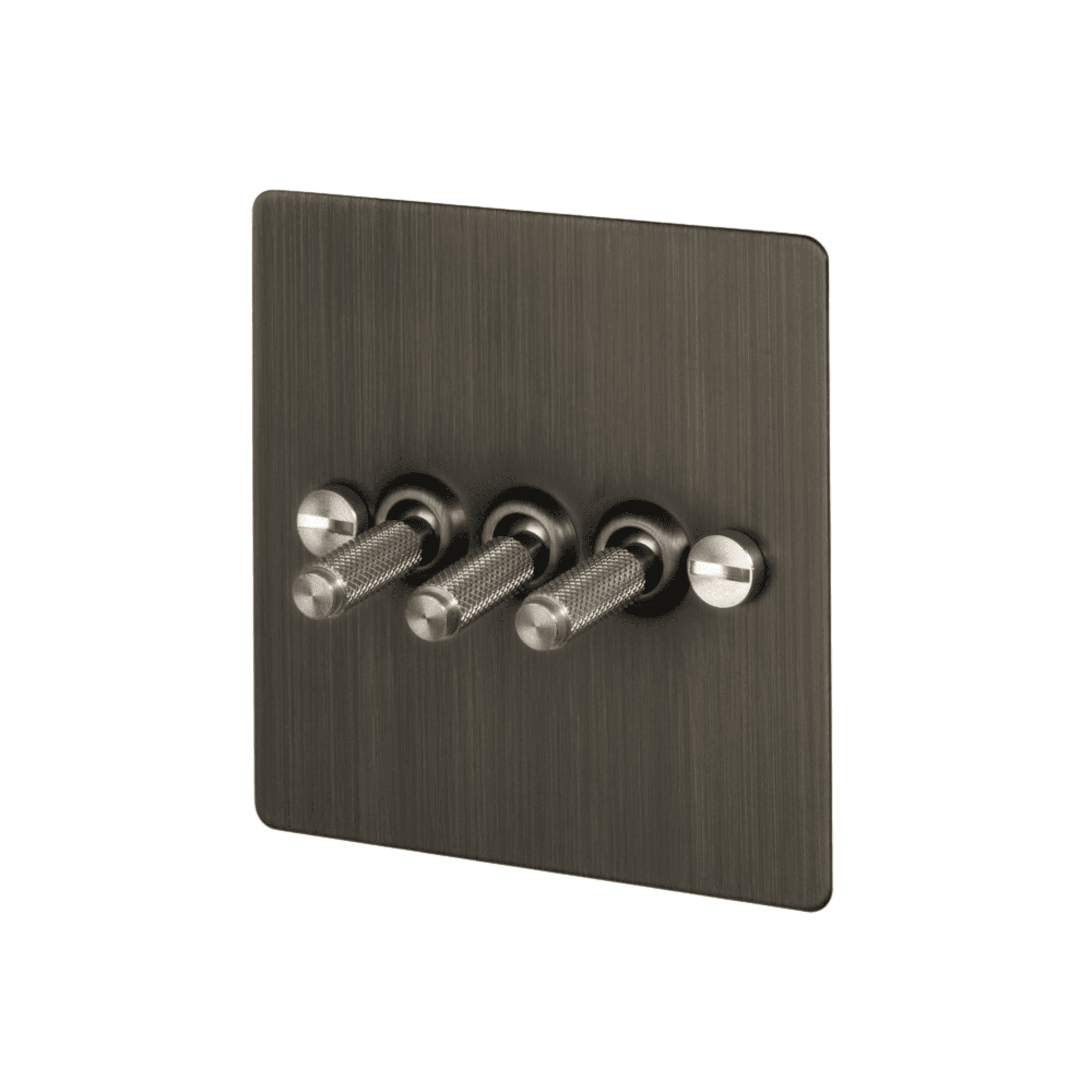 Buster + Punch 3G Toggle Light Switch - Smoked Bronze Back Plate & Cross Knurl Pattern