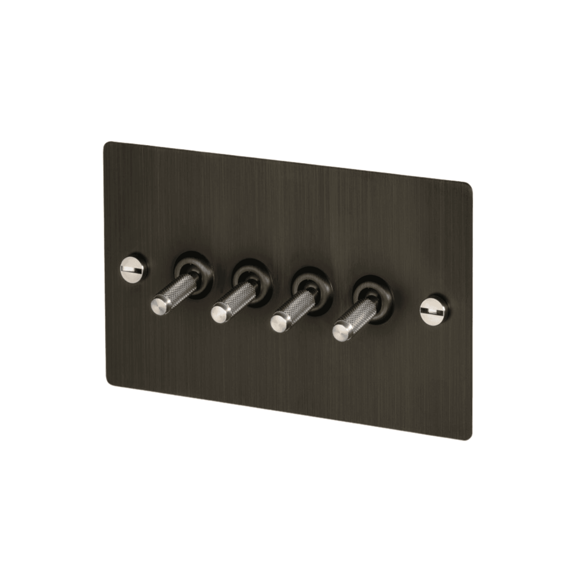 Buster + Punch 4G Toggle Light Switch - Smoked Bronze Back Plate & Cross Knurl Pattern