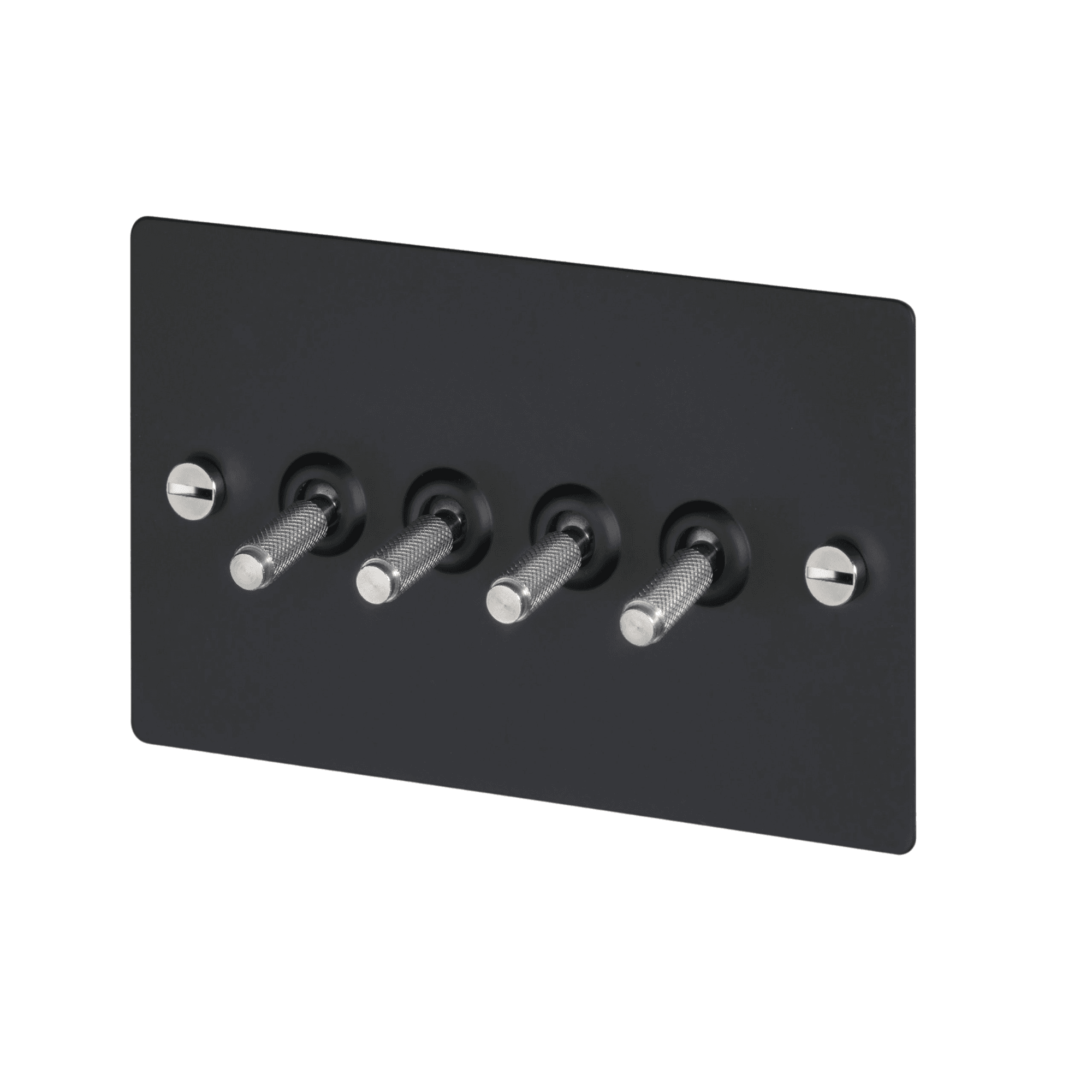 Buster + Punch 4G Toggle Light Switch - Black Back Plate & Cross Knurl Pattern