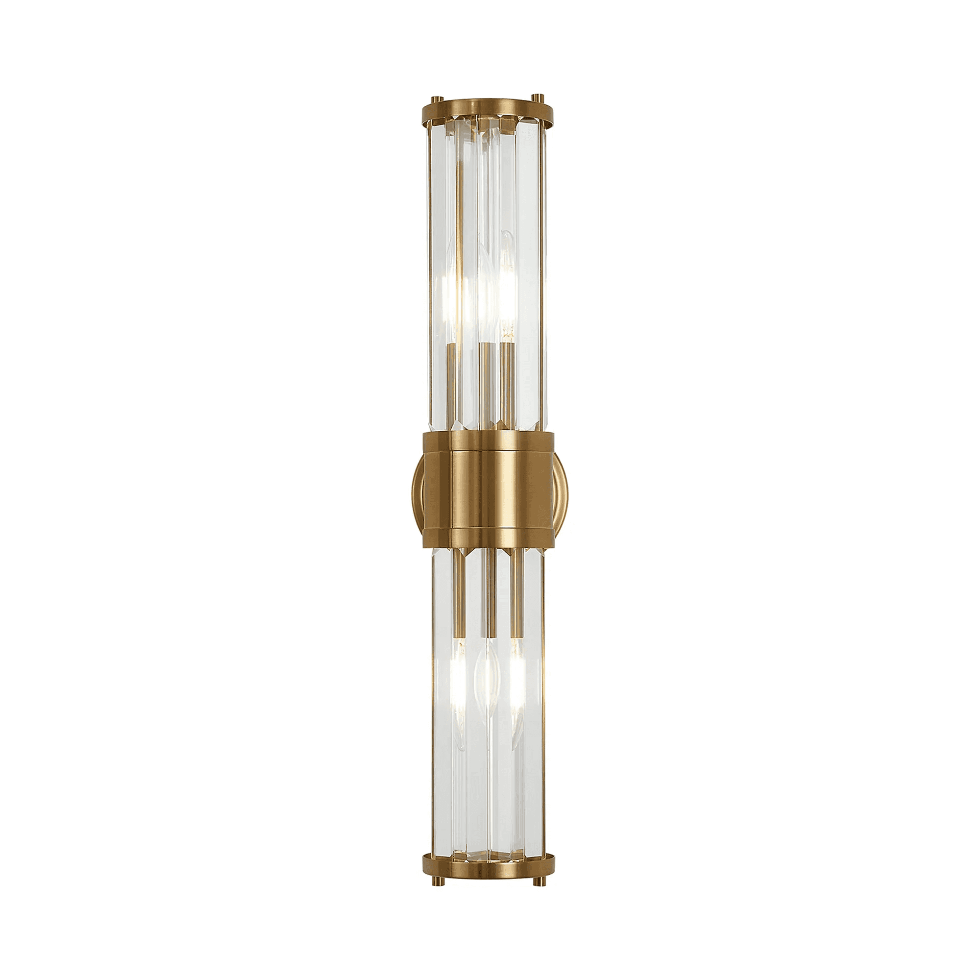 Fabula Ives 2 Light Crystal Rod Up & Down Light IP44 - Gold & Clear Crystal
