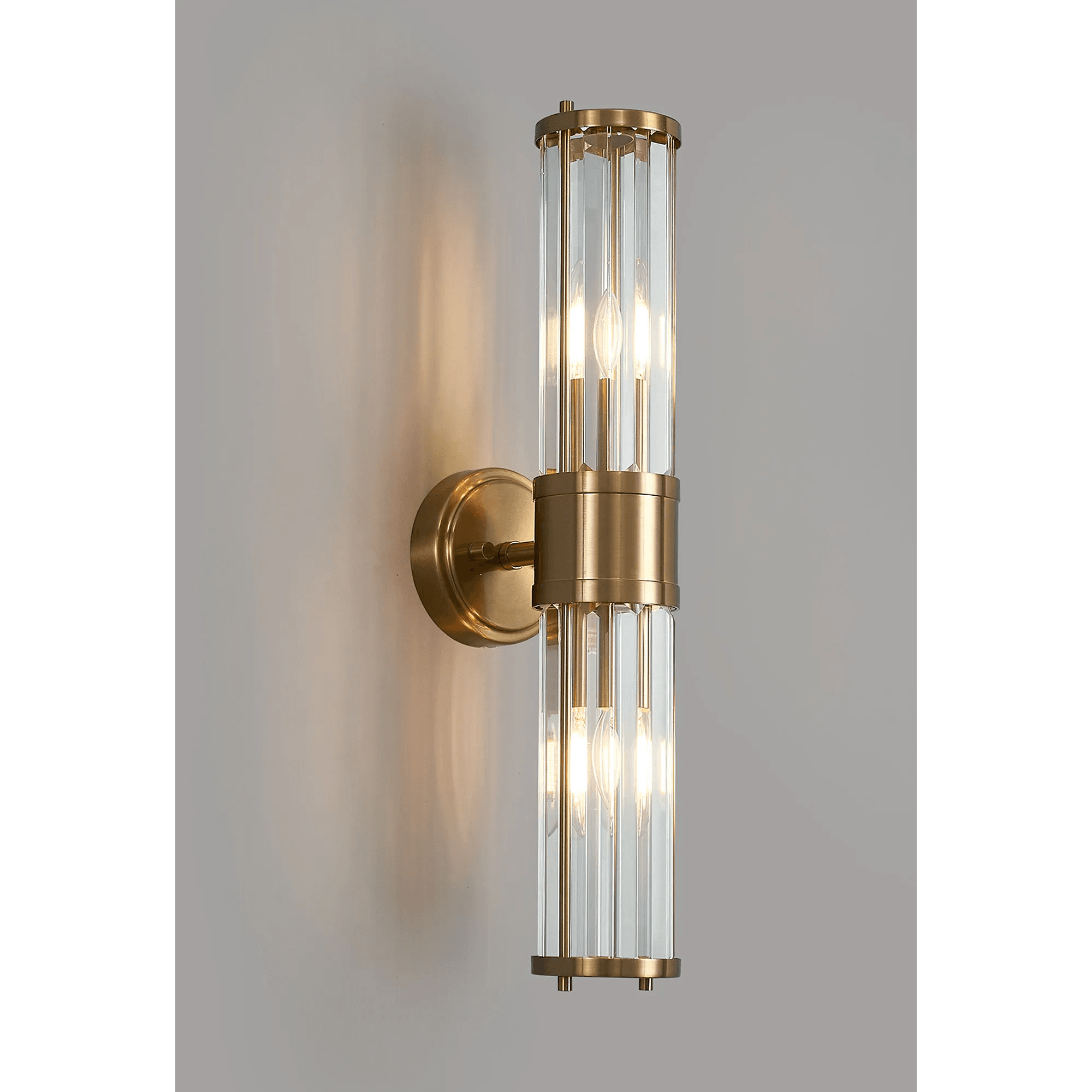 Fabula Ives 2 Light Crystal Rod Up & Down Light IP44 - Gold & Clear Crystal