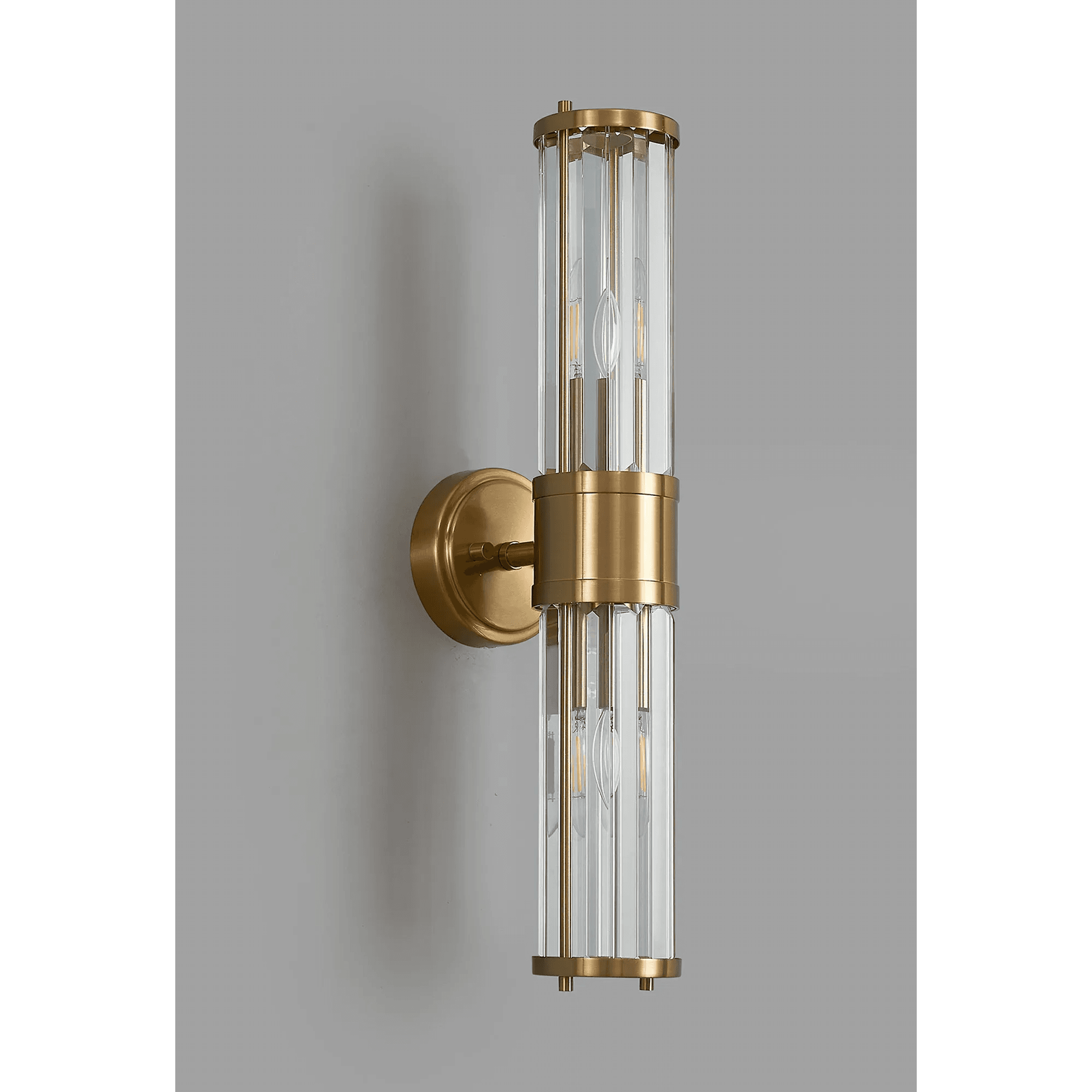 Fabula Ives 2 Light Crystal Rod Up & Down Light IP44 - Gold & Clear Crystal