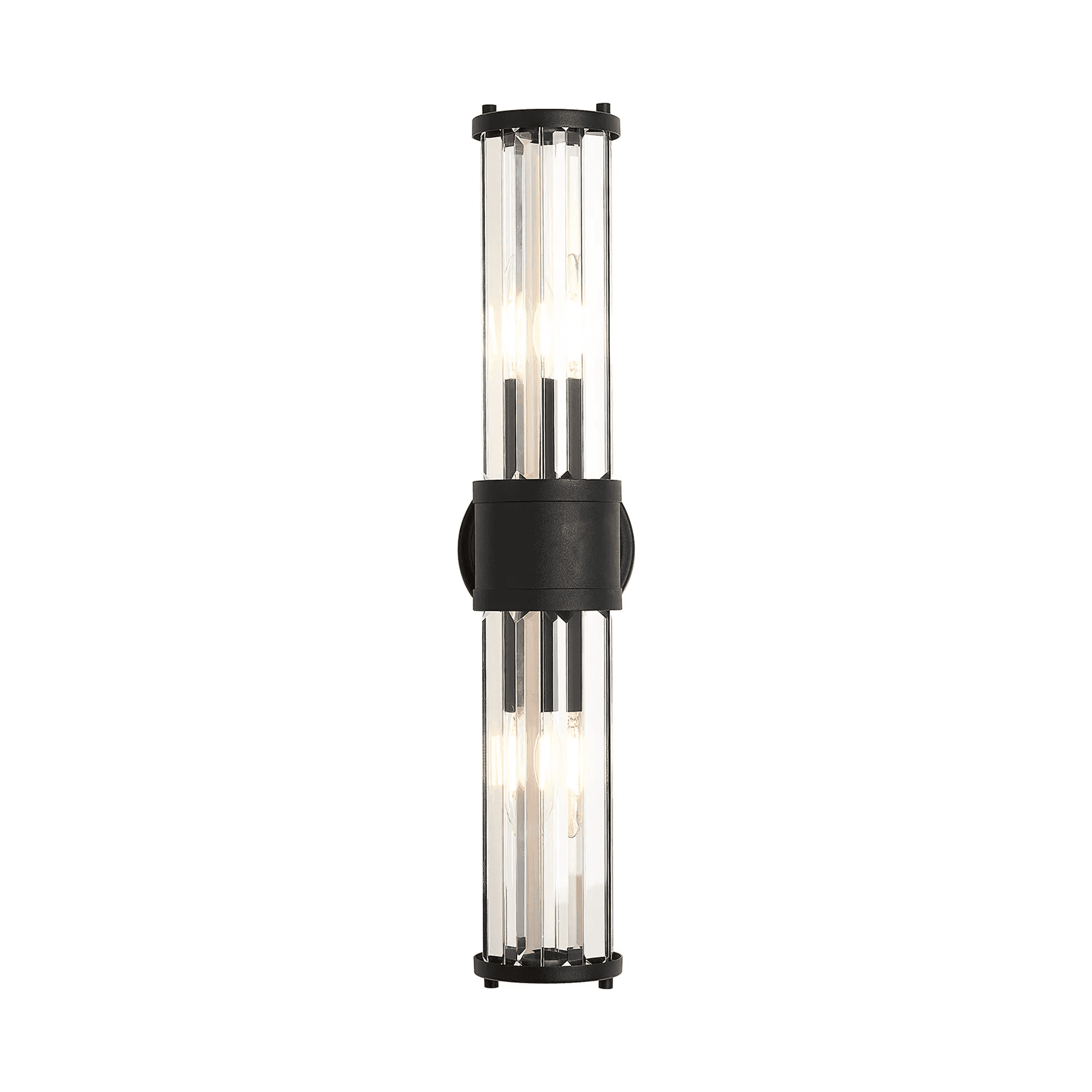 Fabula Ives 2 Light Crystal Rod Up & Down Light IP44 - Satin Black & Clear Crystal