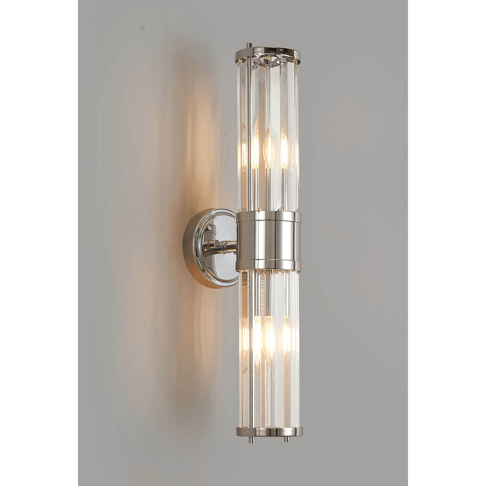 Fabula Ives 2 Light Crystal Rod Up & Down Light IP44 - Polished Chrome & Clear Crystal