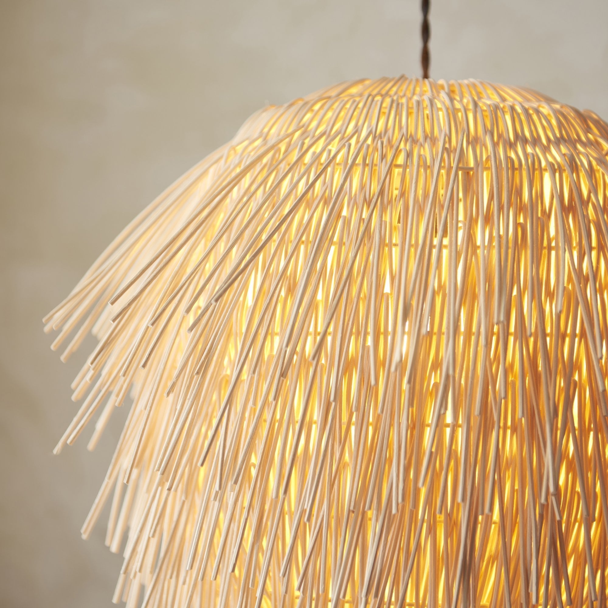 Endon Pushpa Single Light Pendant Easyfit Shade - Natural Rattan