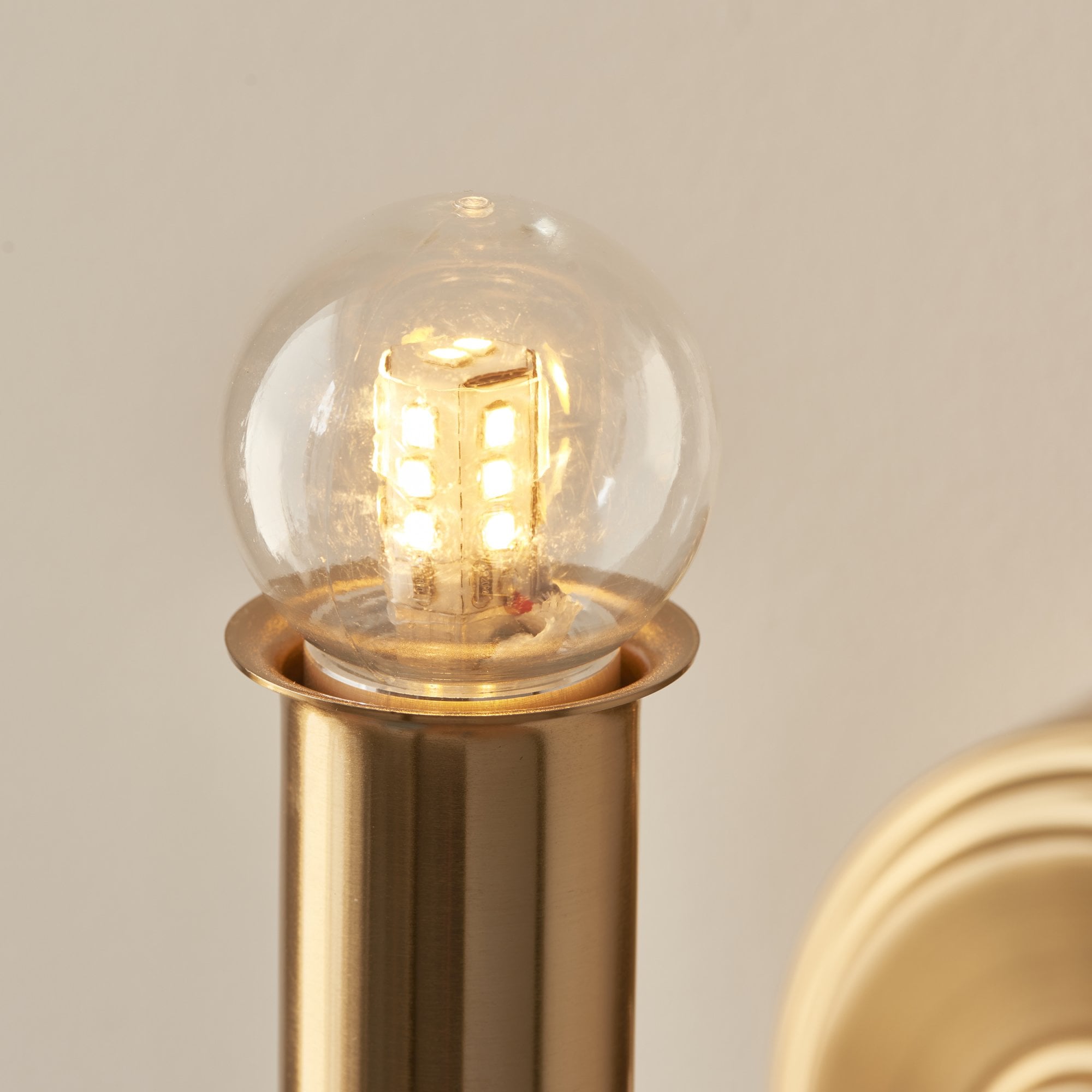 Endon Burley Rechargeable Single Light Wall - Brushed Aged Brass Plate