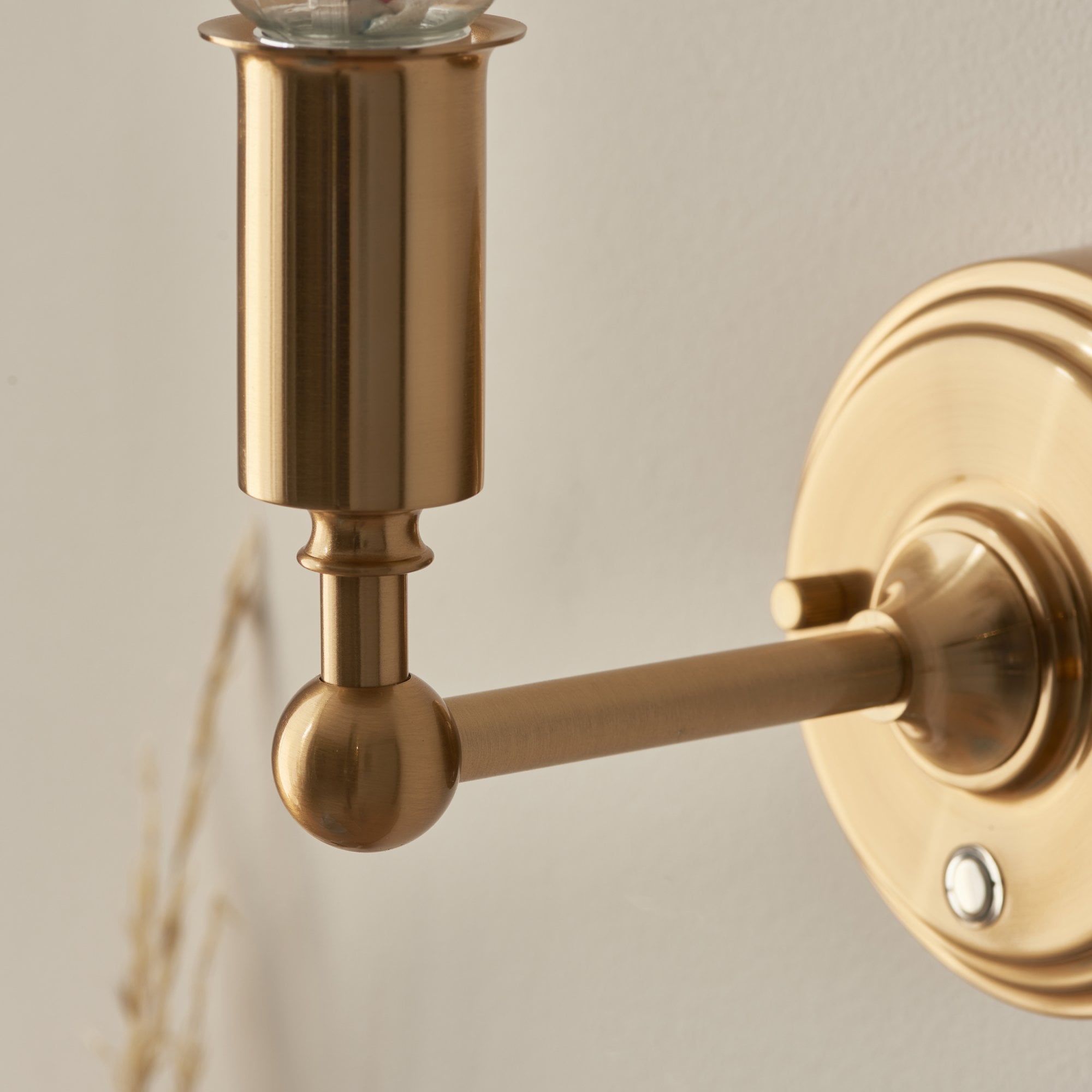 Endon Burley Rechargeable Single Light Wall - Brushed Aged Brass Plate