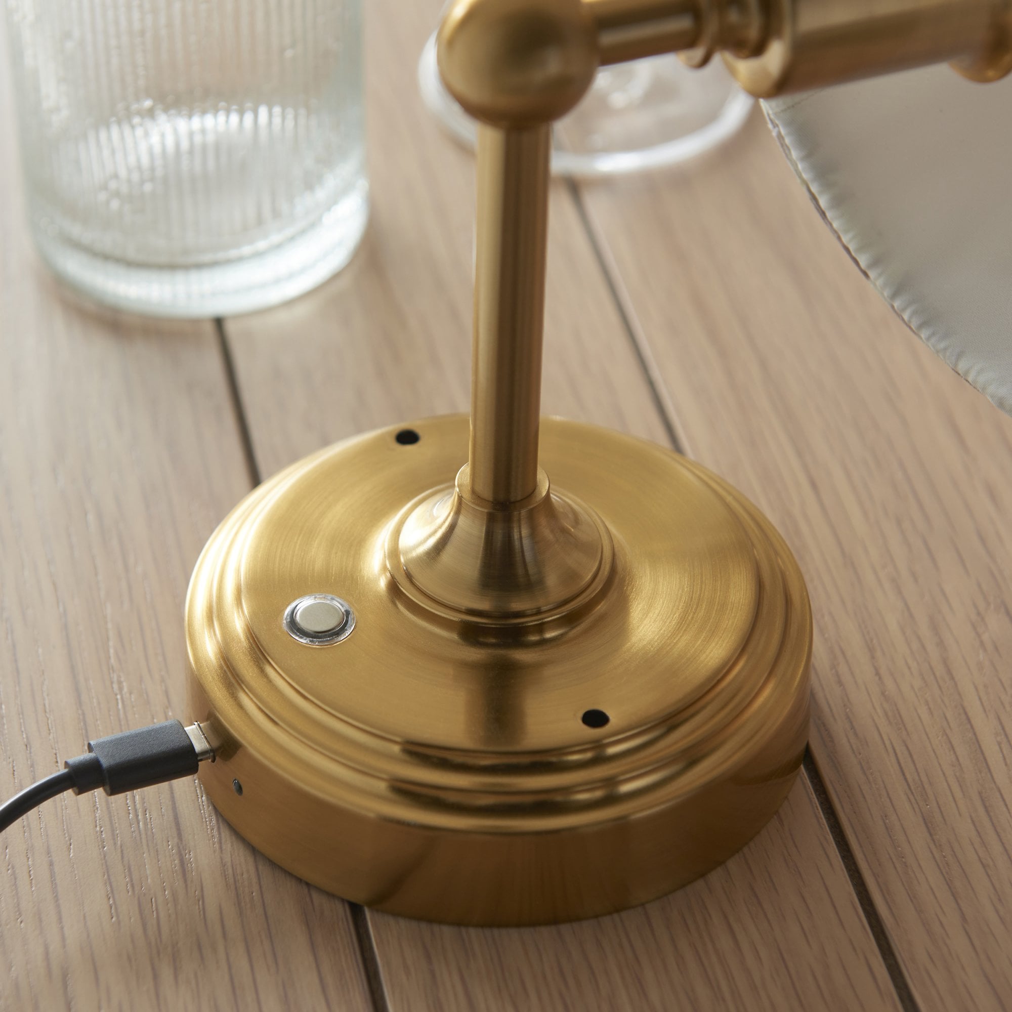 Endon Burley Rechargeable Single Light Wall - Brushed Aged Brass Plate