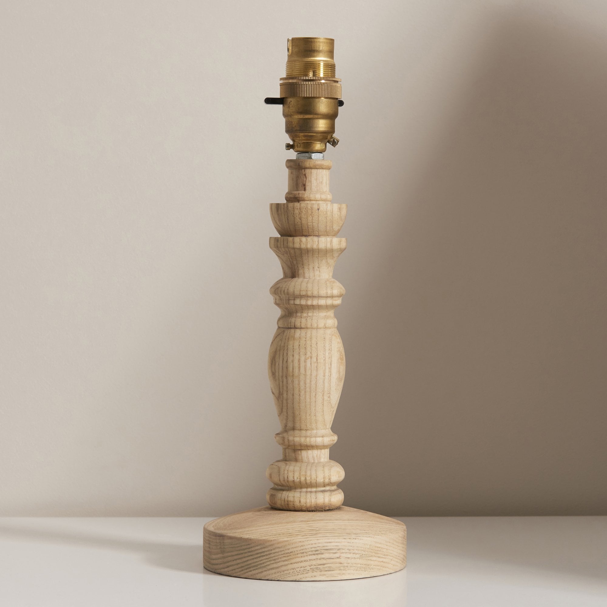 Endon Bibury Single Light Table Lamp - Natural Ash & Brushed Aged Brass Plate