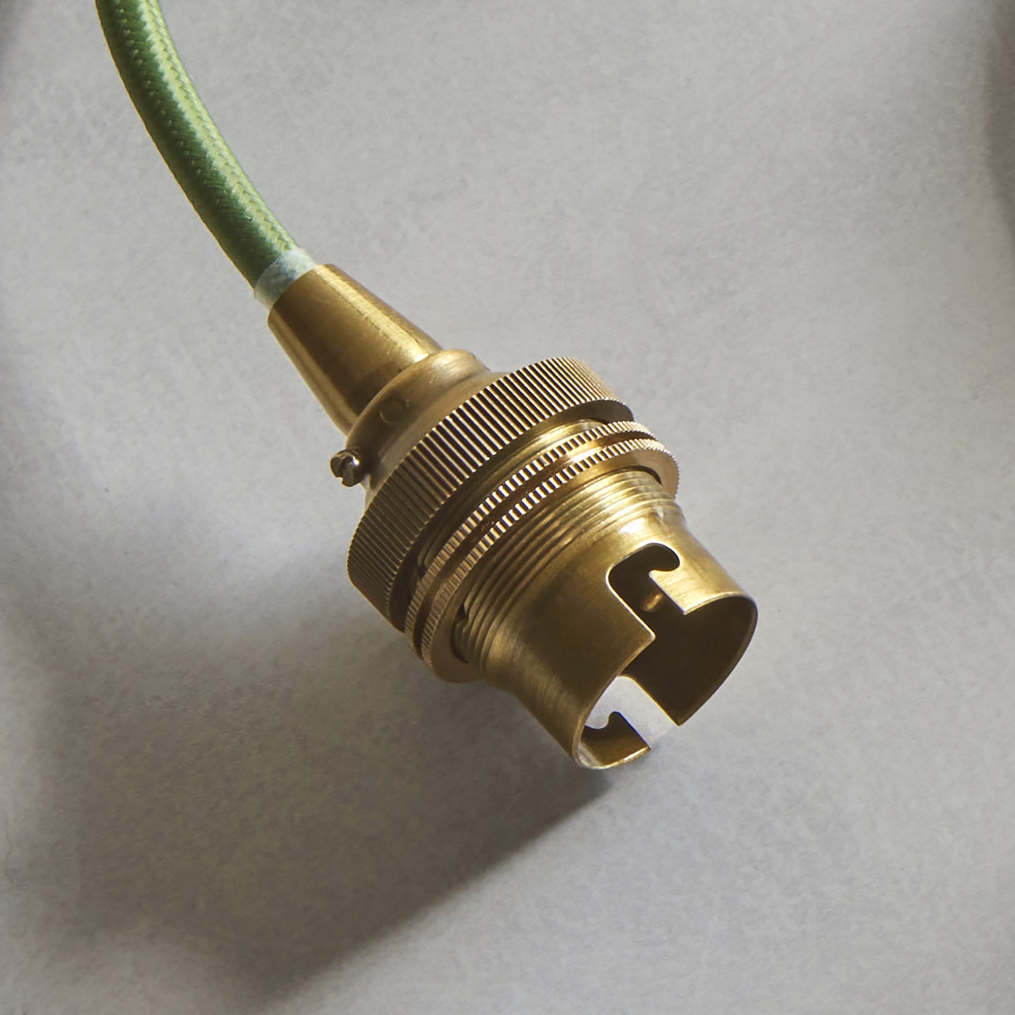 Endon Eltham Single Light Pendant - Brushed Aged Brass Plate & Green Flex