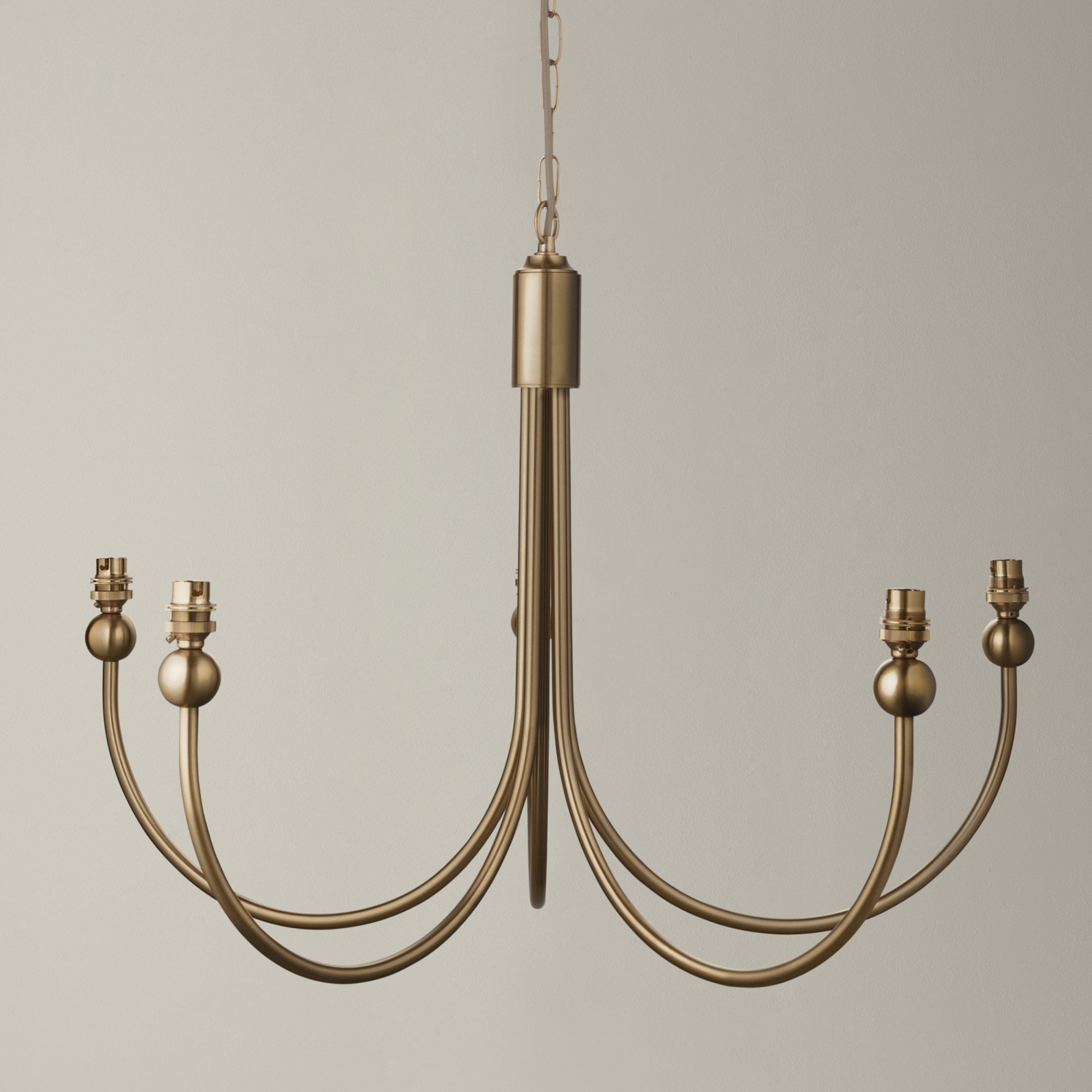 Endon Santiago Curved 5 Light Pendant - Brushed Aged Brass Plate