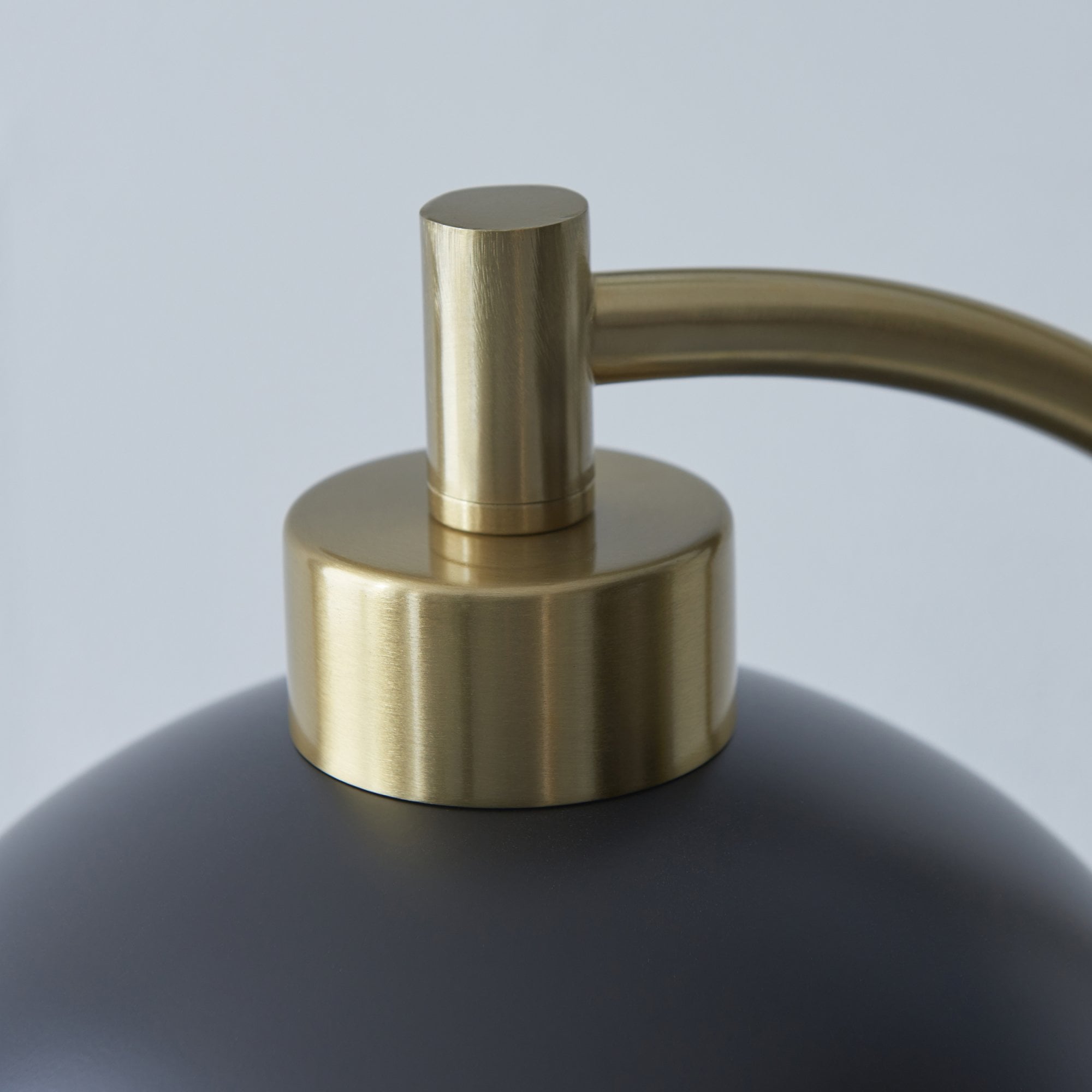 Endon Buchanan Single Light Table Lamp - Matt Black, Antique Brass Plate & Grey Marble