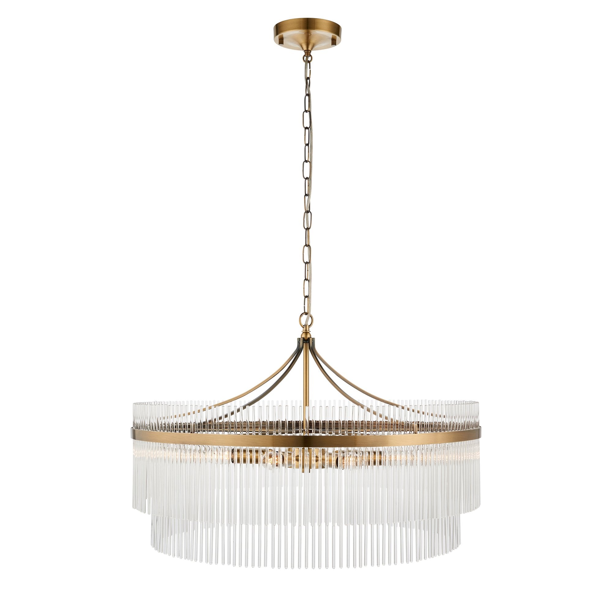 Endon Marietta Grand 7 Light Pendant - Antique Brass Plate & Clear Glass