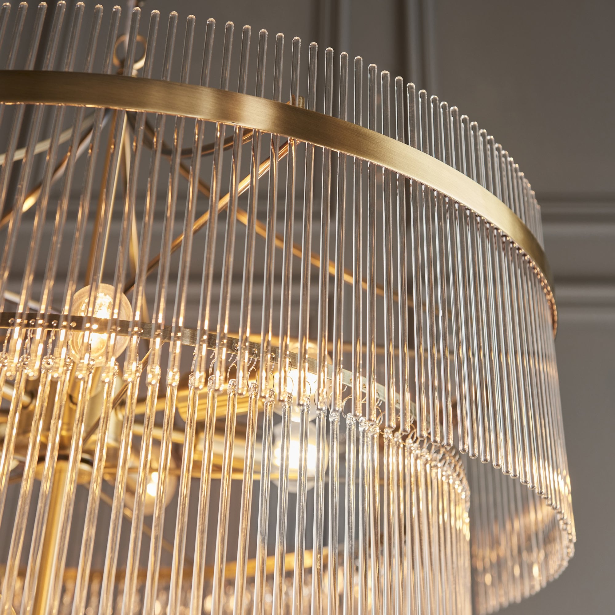 Endon Marietta 16 Light Pendant - Antique Brass Plate & Clear Glass