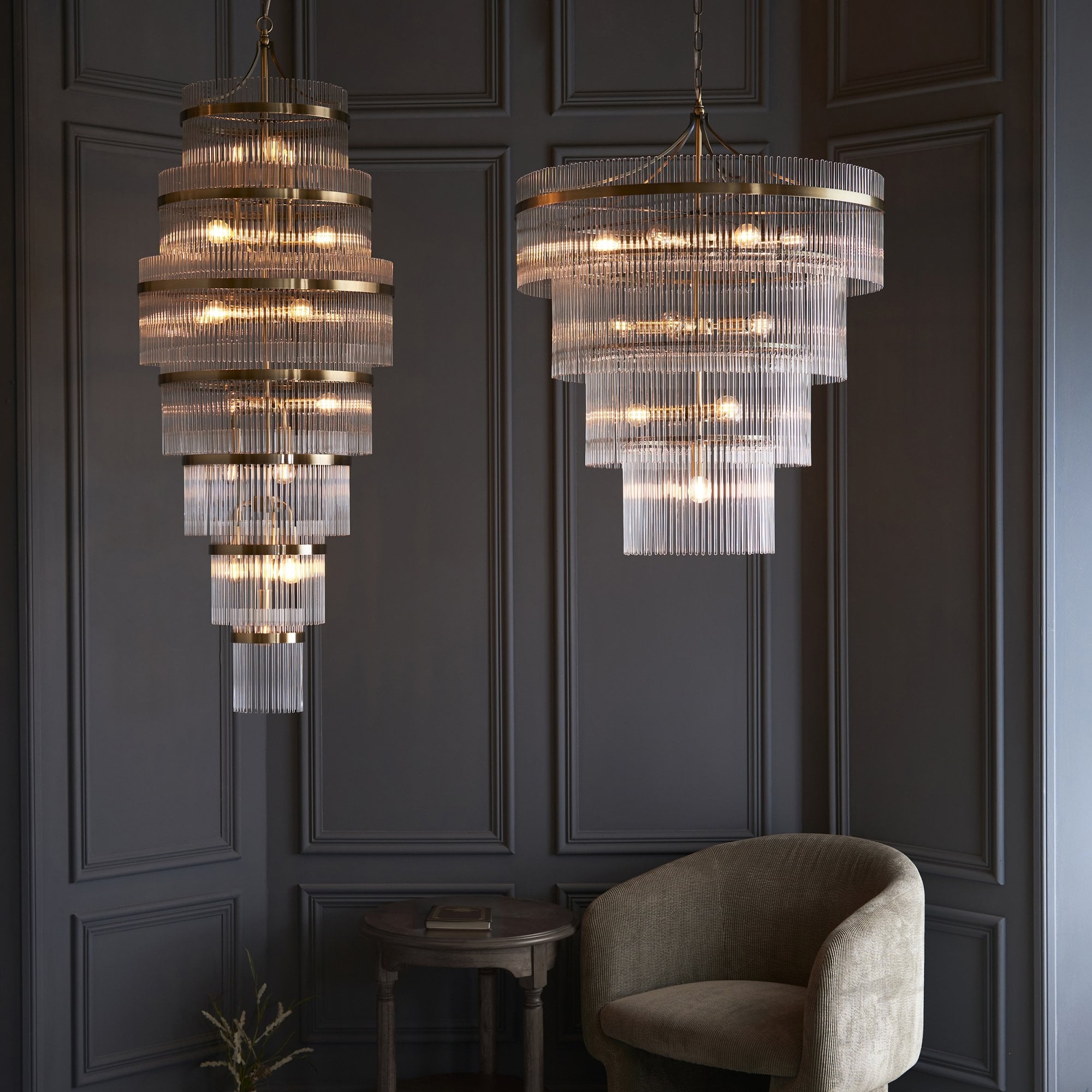 Endon Marietta 16 Light Pendant - Antique Brass Plate & Clear Glass
