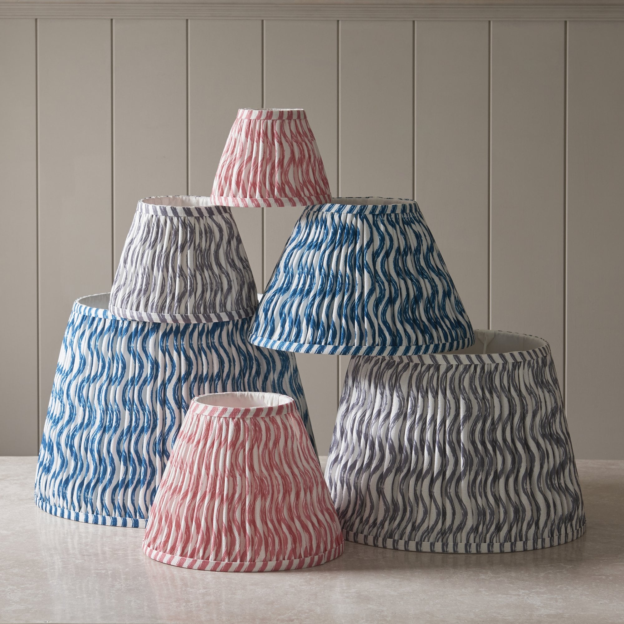 Endon Ripple Single Light Shade 35cm - Coral Pink Fabric