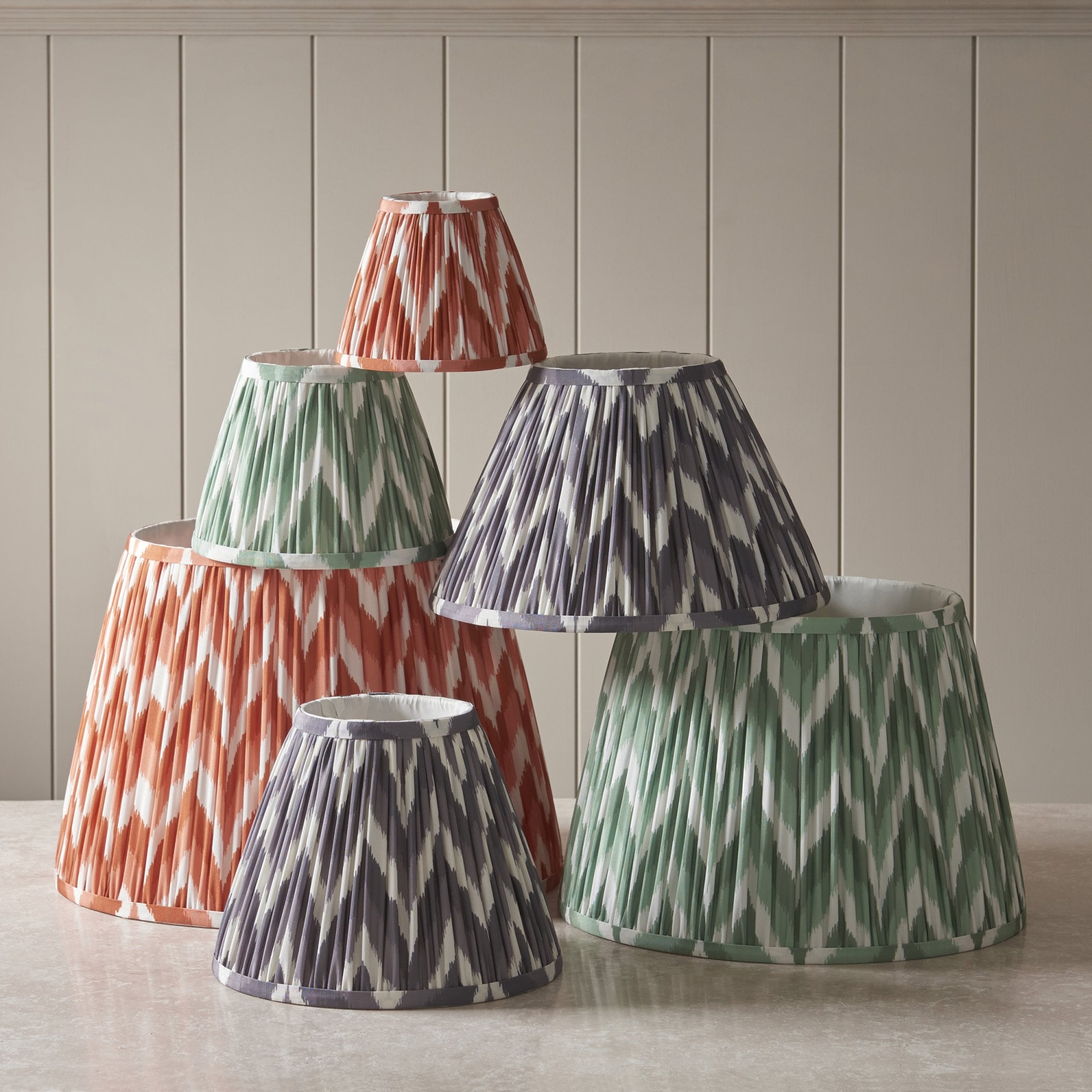 Endon Zigzag Single Light Shade 35cm - Apricot Orange Fabric