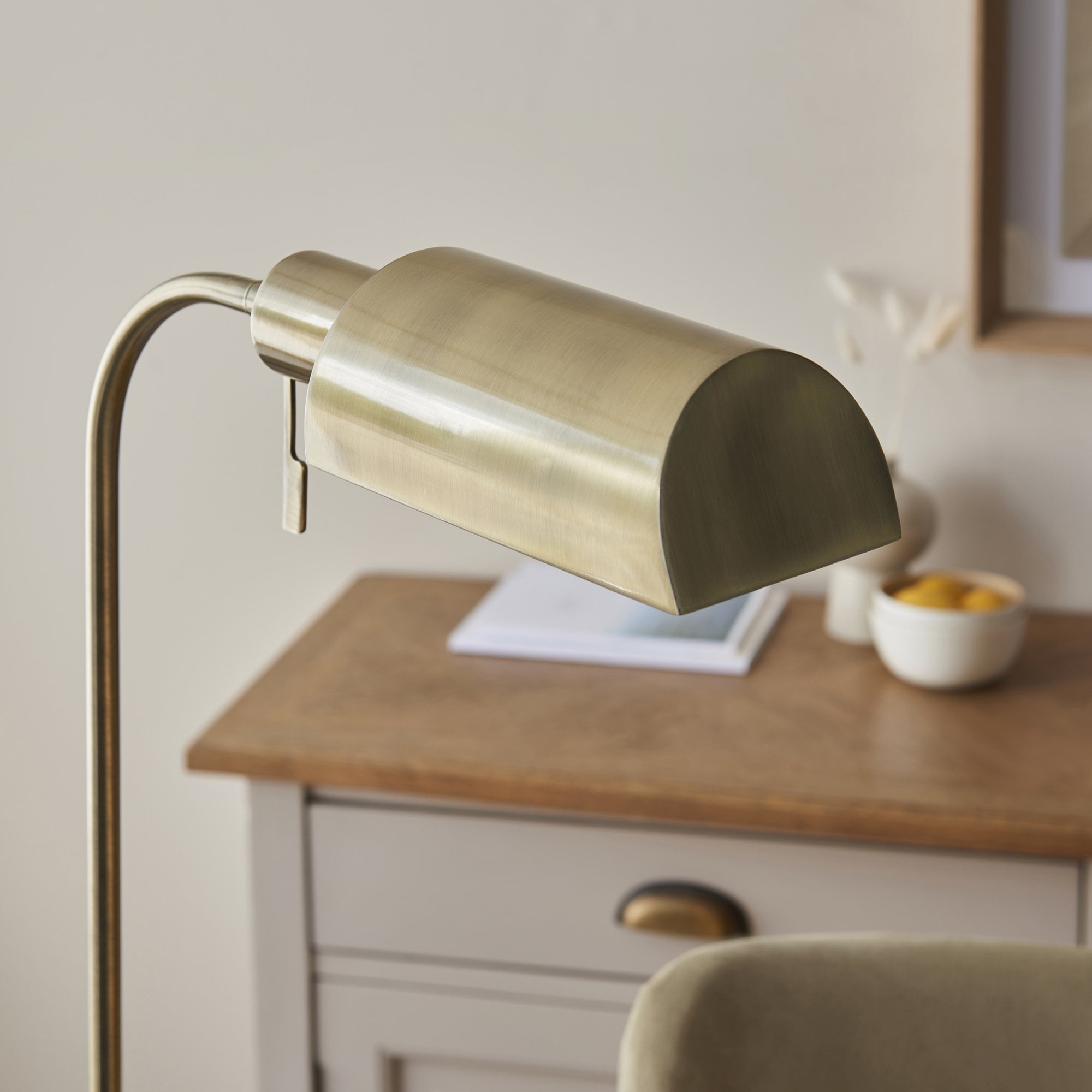Endon Pharmacy Single Light Floor - Antique Brass Plate