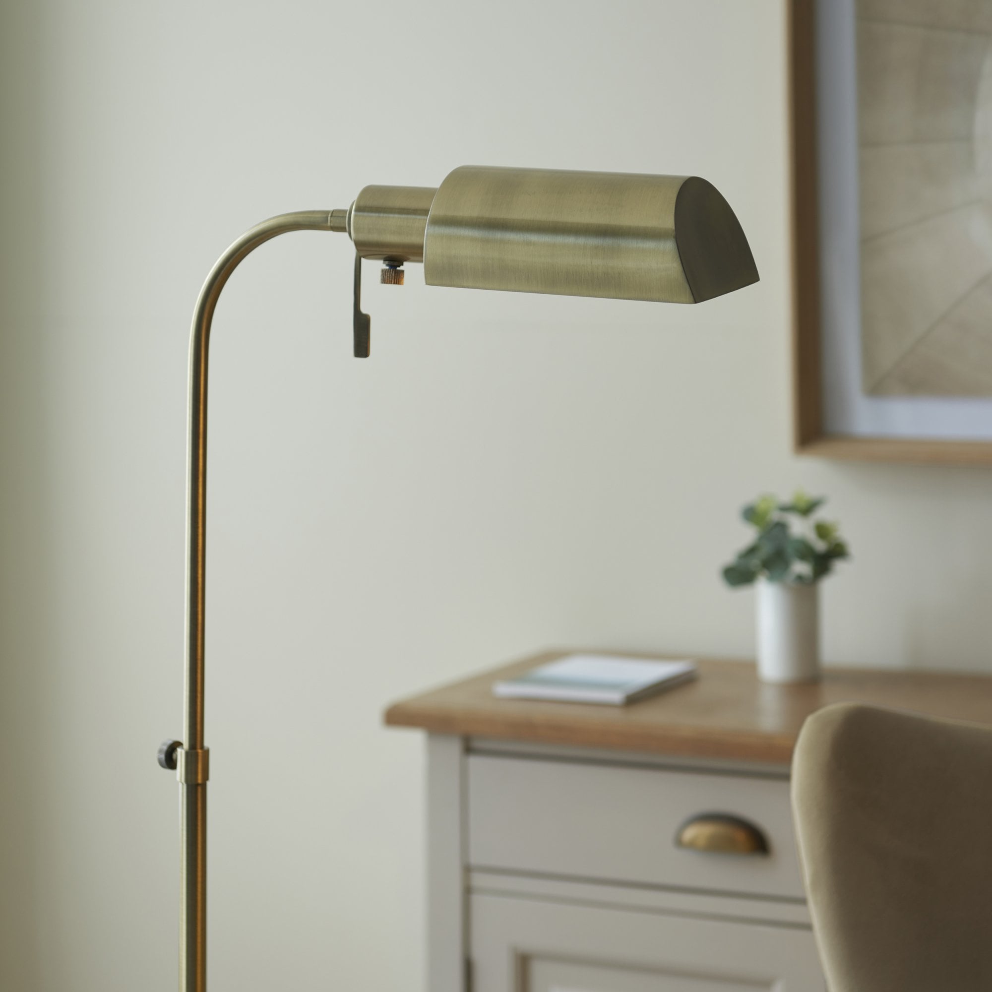 Endon Pharmacy Single Light Floor - Antique Brass Plate