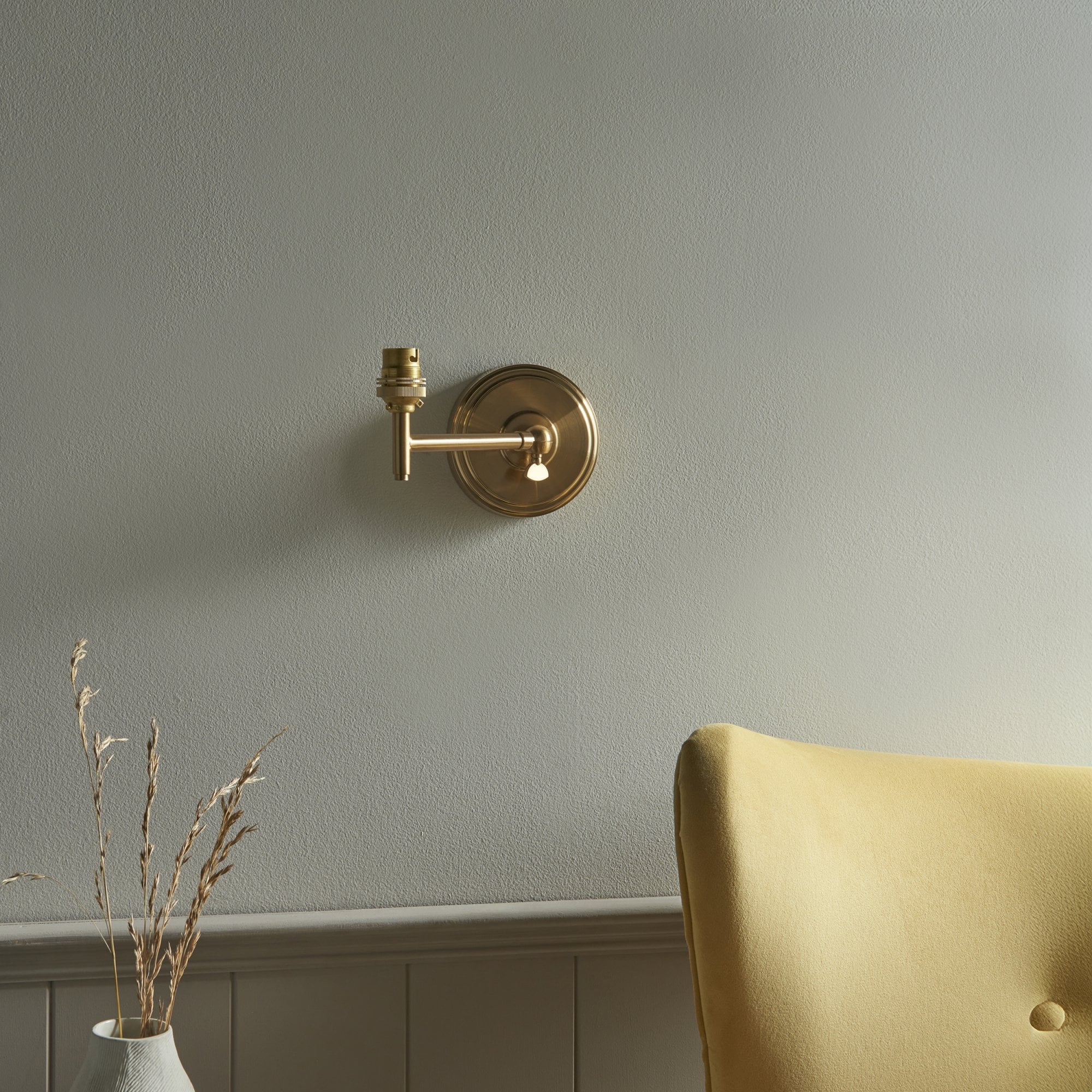 Endon Step Fold Single Light Wall - Brushed Aged Brass Plate