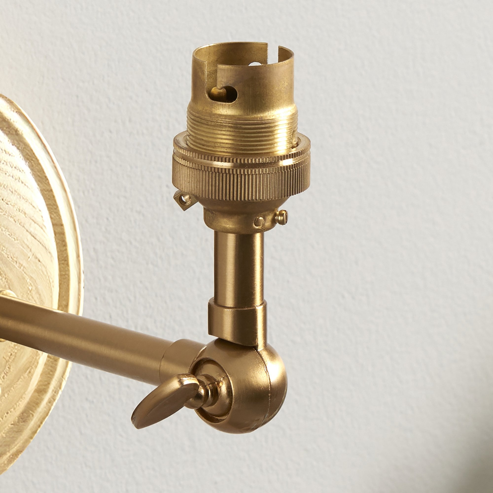 Endon Wood Wing Single Light Wall - Ash Wood & Brushed Aged Brass Plate