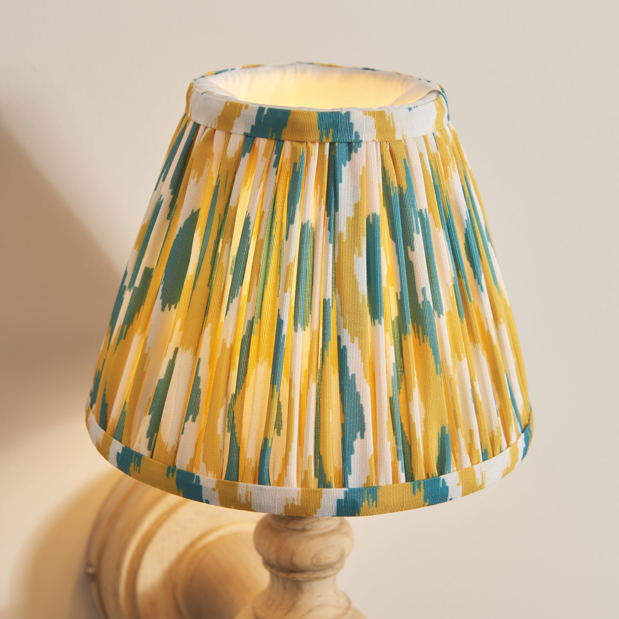 Endon Bibury Wall Light & Ikat 16cm Yellow & Jade Shade
