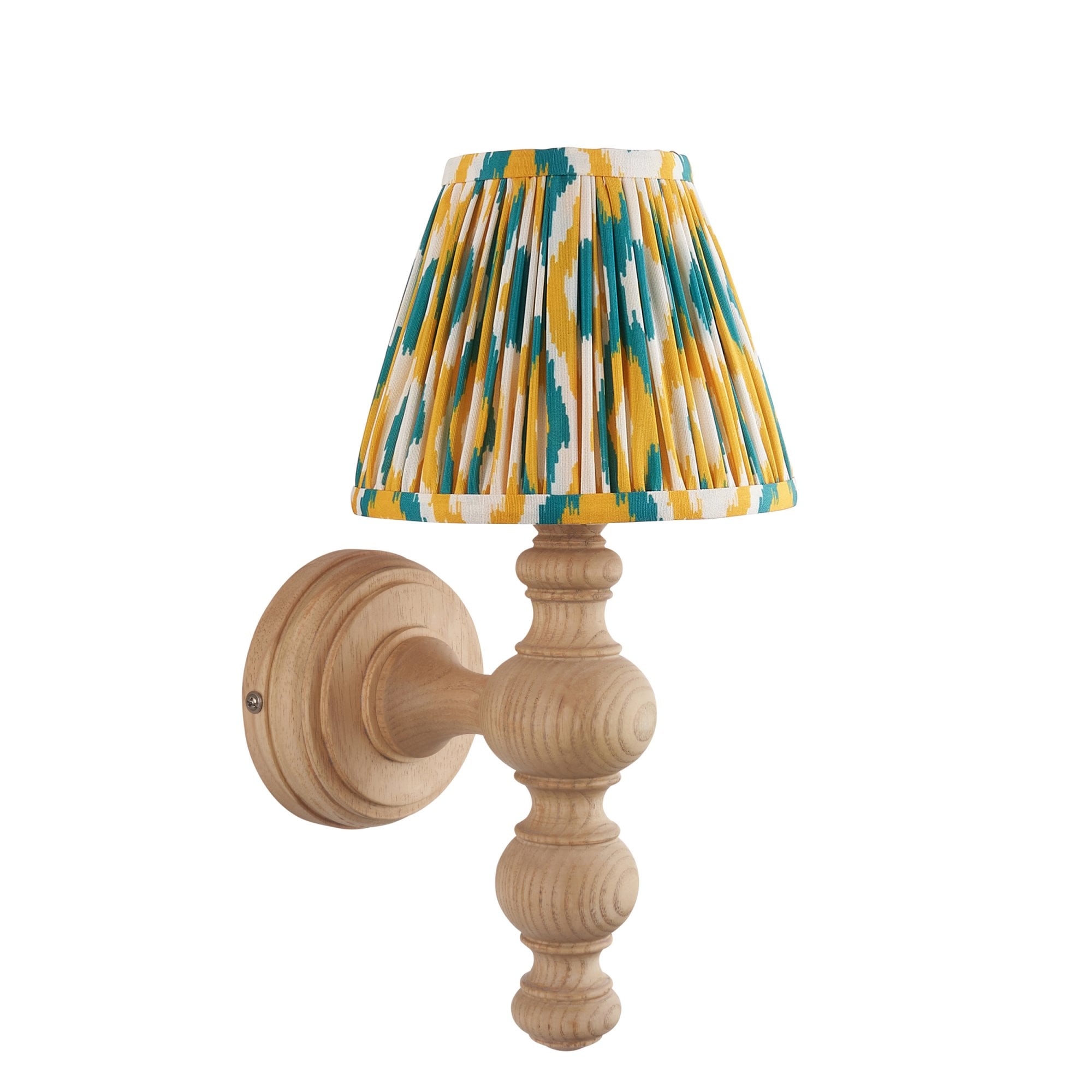 Endon Bibury Wall Light & Ikat 16cm Yellow & Jade Shade