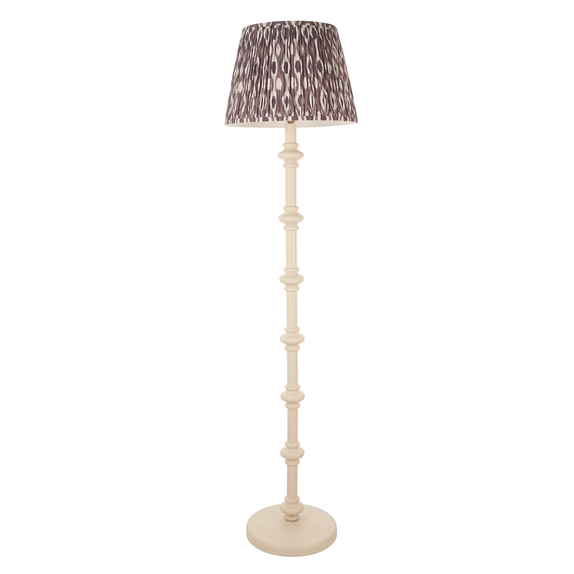 Endon Carnaby Satin Almond White Floor Lamp & Ikat 40cm Pearl Grey Shade