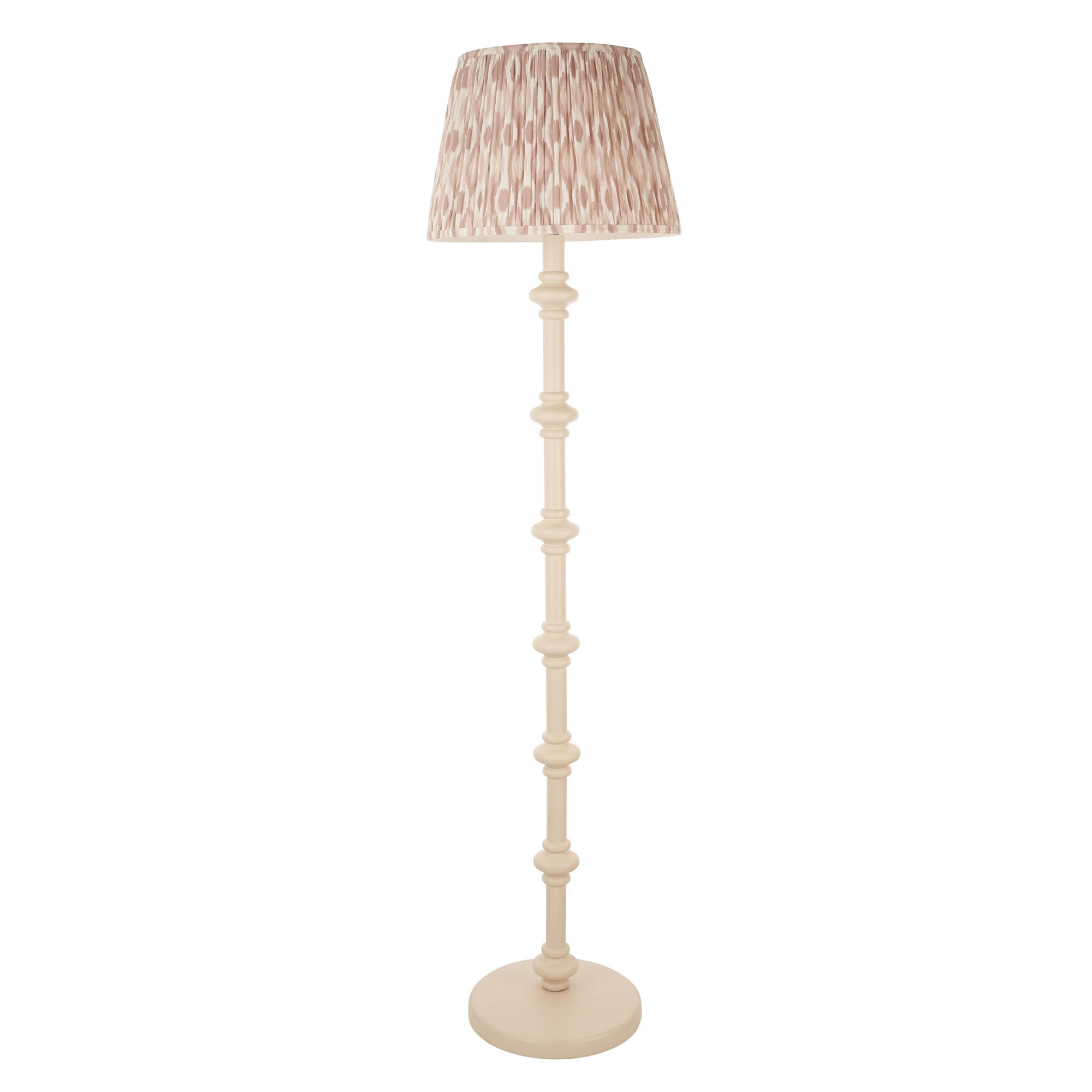 Endon Carnaby Satin Almond White Floor Lamp & Ikat 40cm Neutral Shade